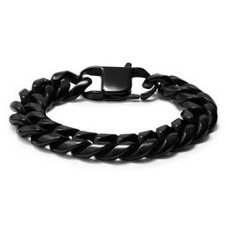 14mm Black Stainless Steel Curb Chain Bracelet