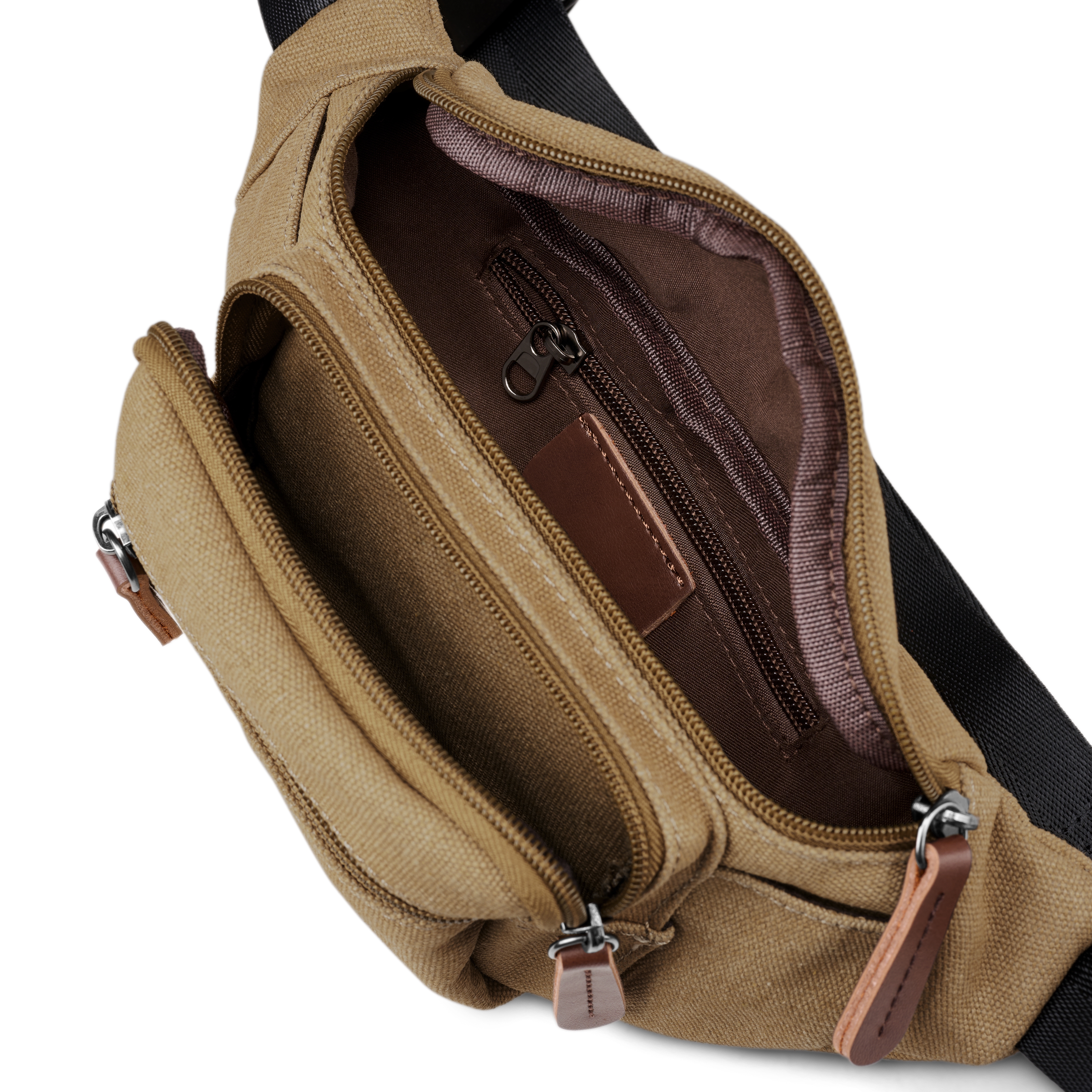 Mustard Yellow Canvas & Brown Leather Bum Bag - 4