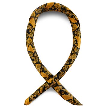 Zlatohnědý hedvábný šátek se vzorem paisley Zlatohnědý hedvábný šátek se vzorem paisley