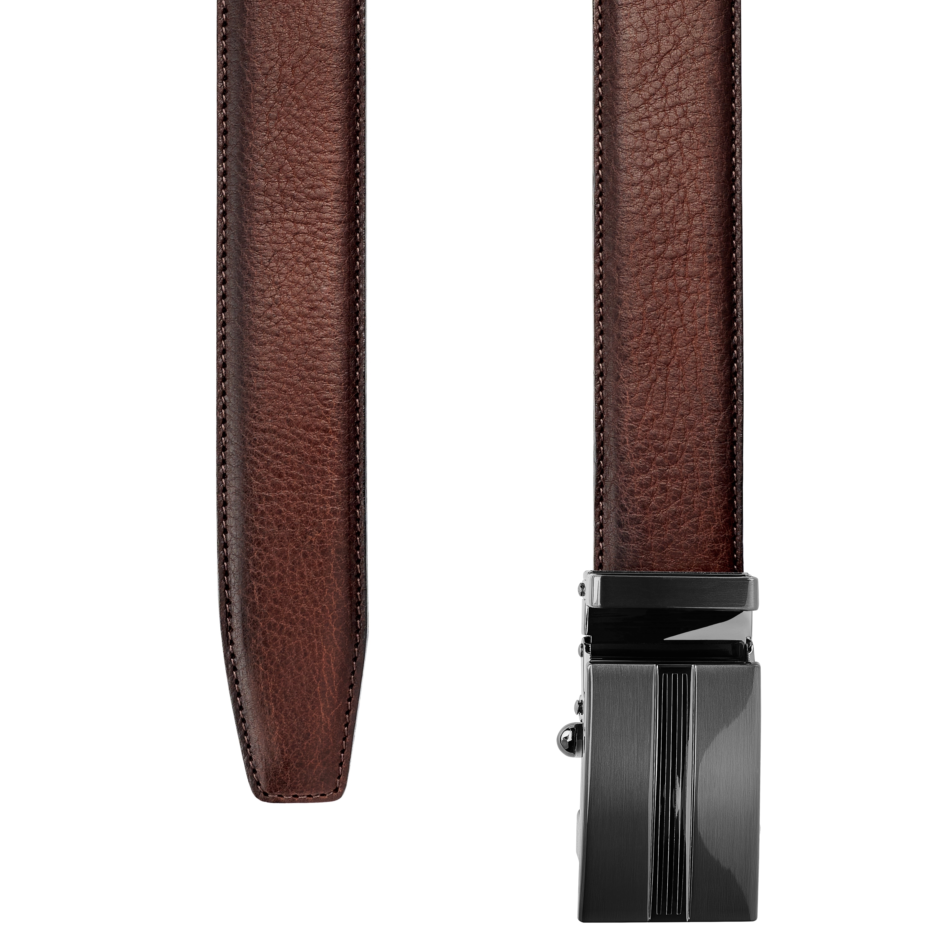  Ceinture automatique marron en croûte de cuir à finition vintage - 2