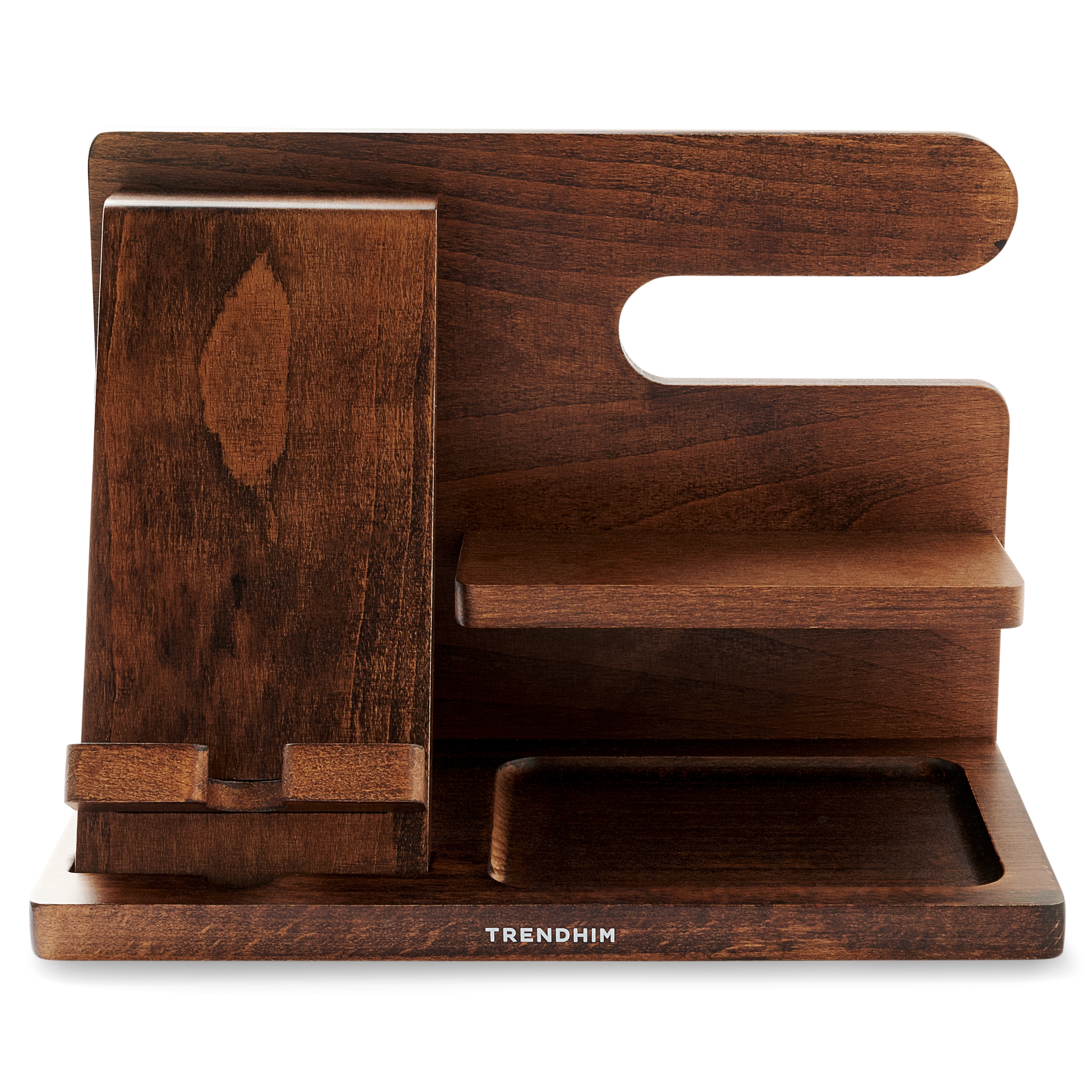 Dark Wood Phone Stand and Desk Organiser - 3