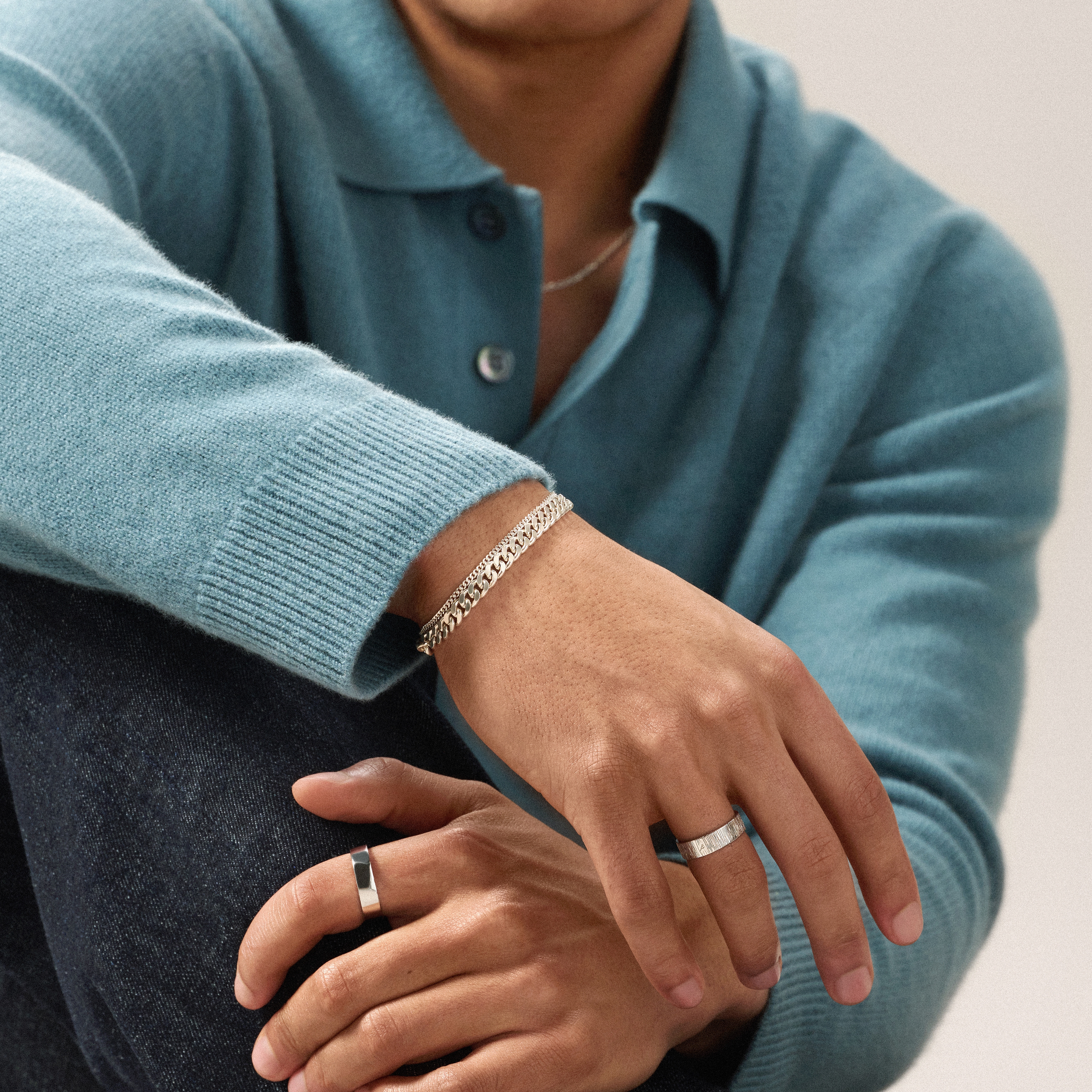 Argentia | 2 mm náramok z curb retiazky zo surového mincového striebra 925 bez povrchovej úpravy - 4