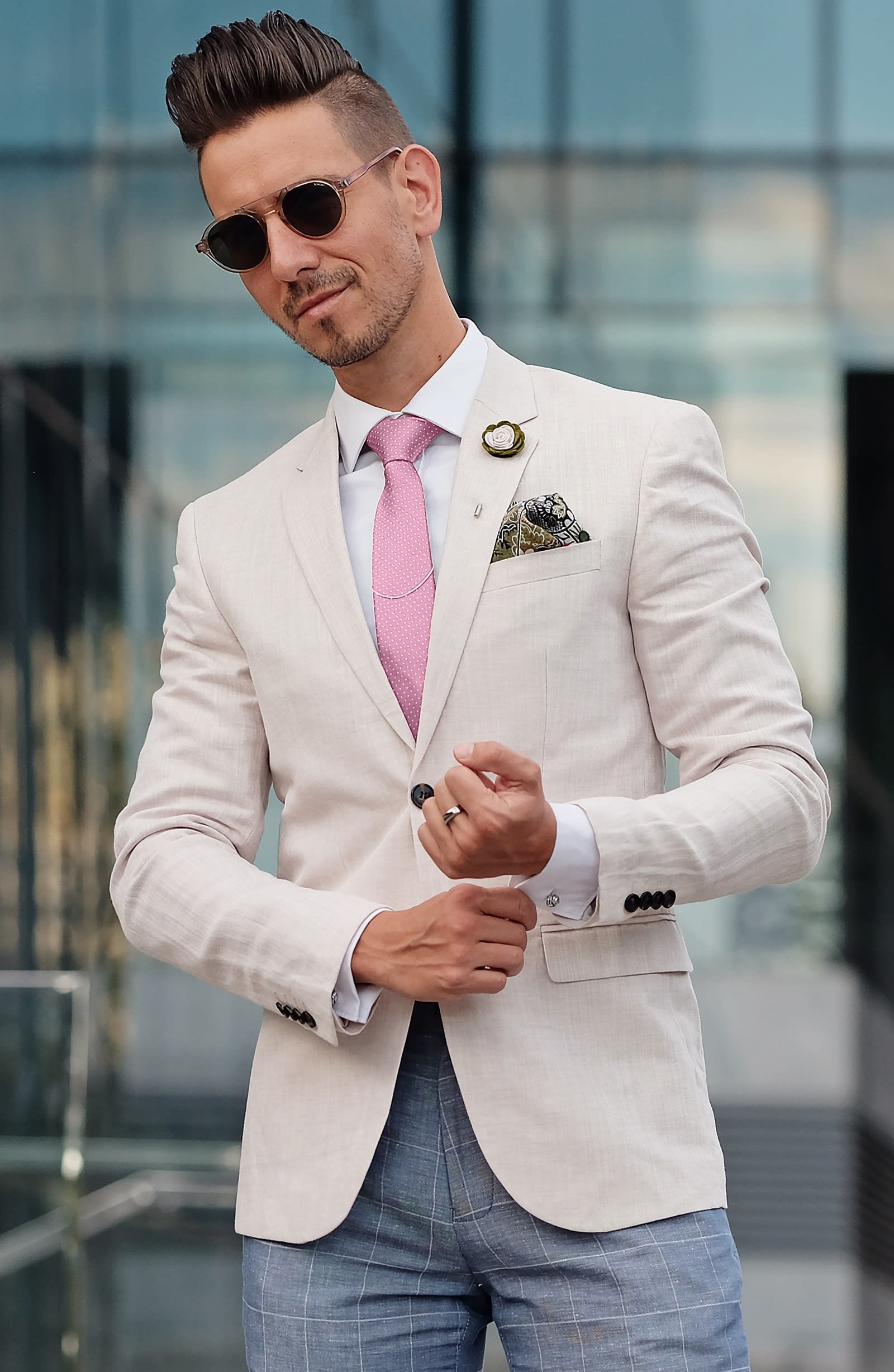 Roze 6 cm Brede Zijden Stropdas met Polkadotmotief - 5