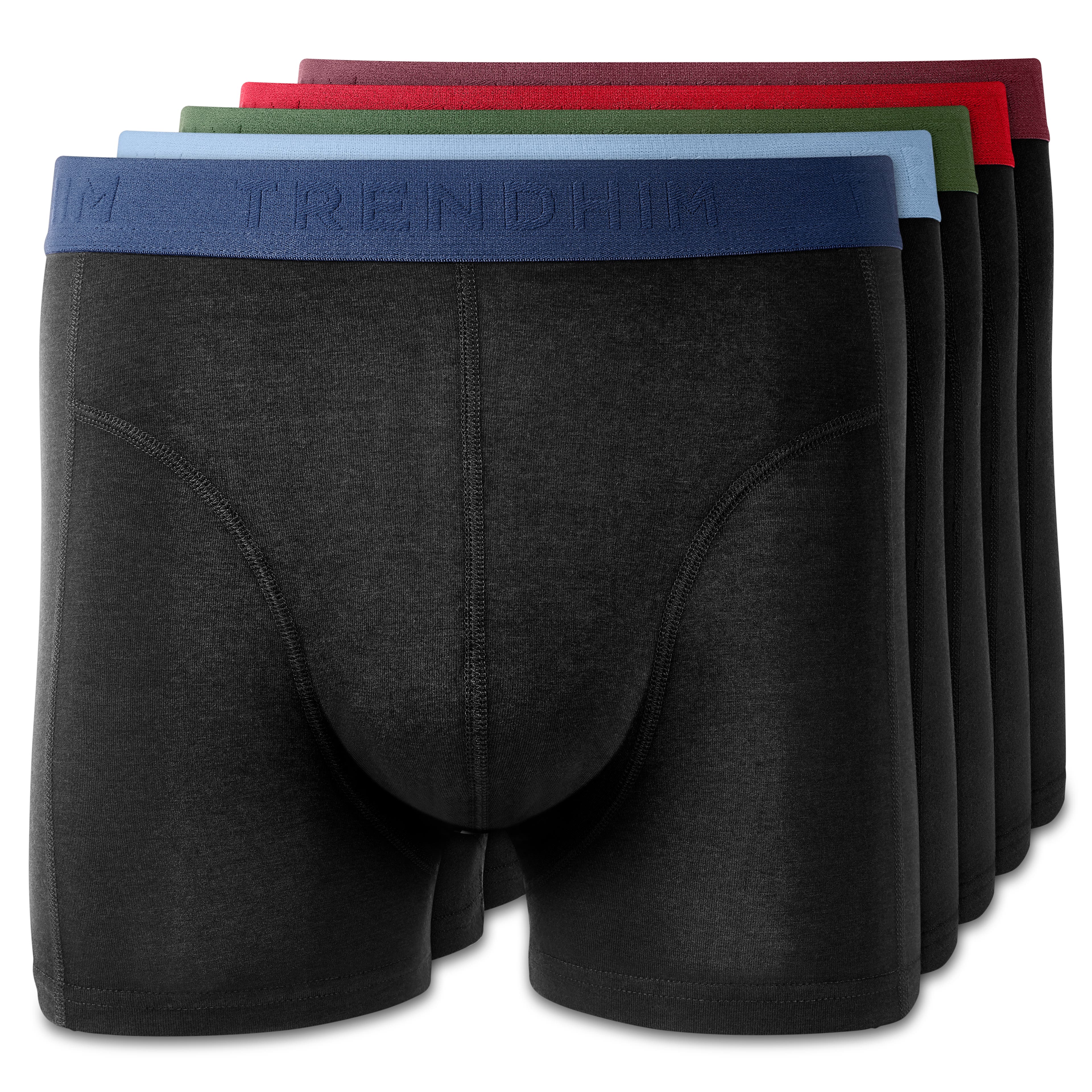 FreeFeel | Paquete de 5 boxers de bambú negros | Cinturones de color oscuro FreeFeel | Paquete de 5 boxers de bambú negros | Cinturones de color oscuro