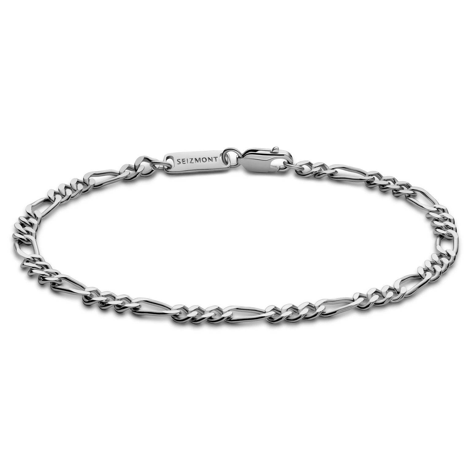 Argentia| 925s | 4 mm ródiovaný náramok z mincového striebra z figaro retiazky Argentia| 925s | 4 mm ródiovaný náramok z mincového striebra z figaro retiazky