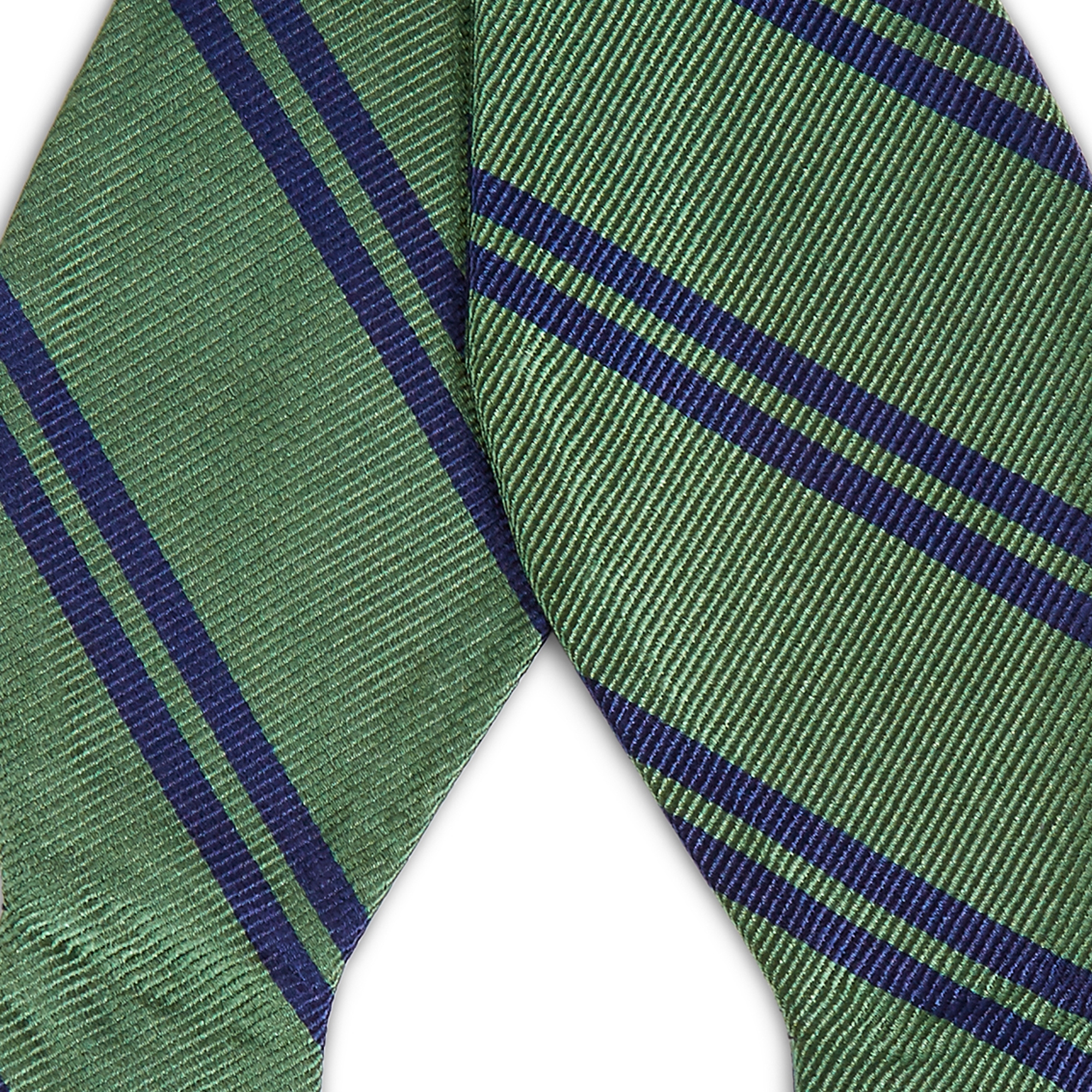 Vihreä solmittava silkkirusetti kahdella laivastonsinisellä raidalla - 2