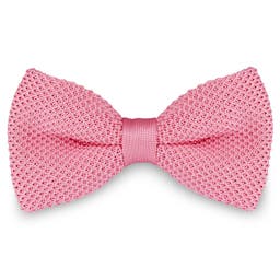 Rose Pink Knitted Pre-Tied Bow Tie