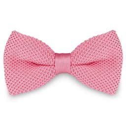 Rose Pink Knitted Pre-Tied Bow Tie