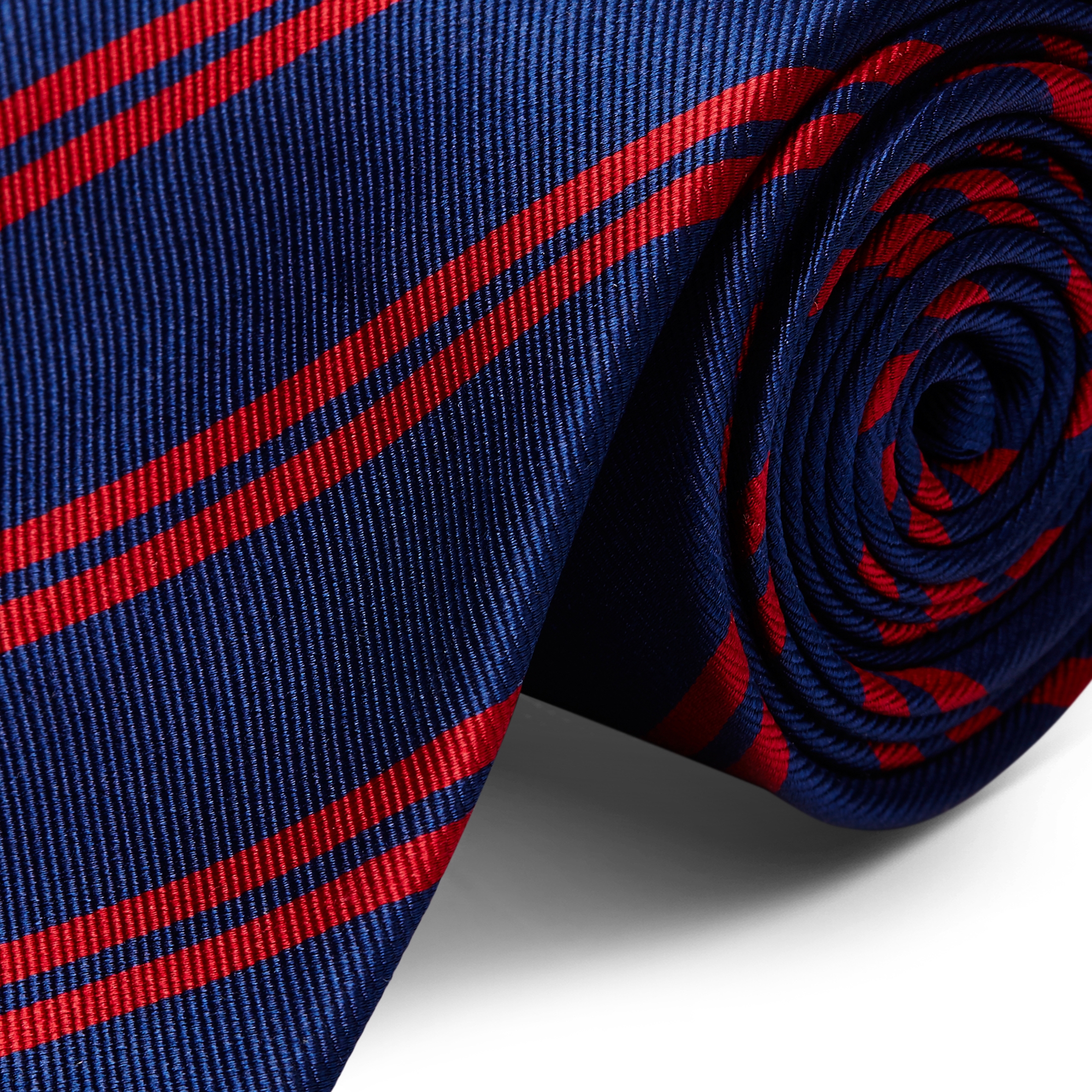 Wide Navy Blue & Red Twin Striped Silk Tie | In stock! | Trendhim