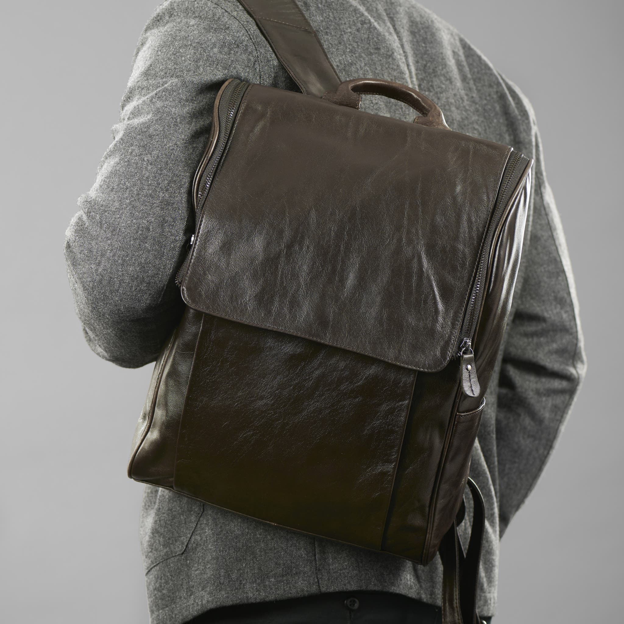 Grey Leather Backpack | Delton Bags | Free shipping