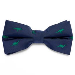 Navy Blue With Bold Green Dinosaurs Pre-Tied Bow Tie