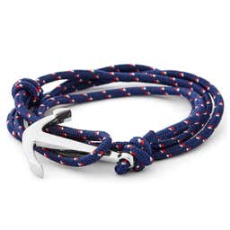 Le marin - bracelet bleu marine, rouge et blanc à pendentif argenté 