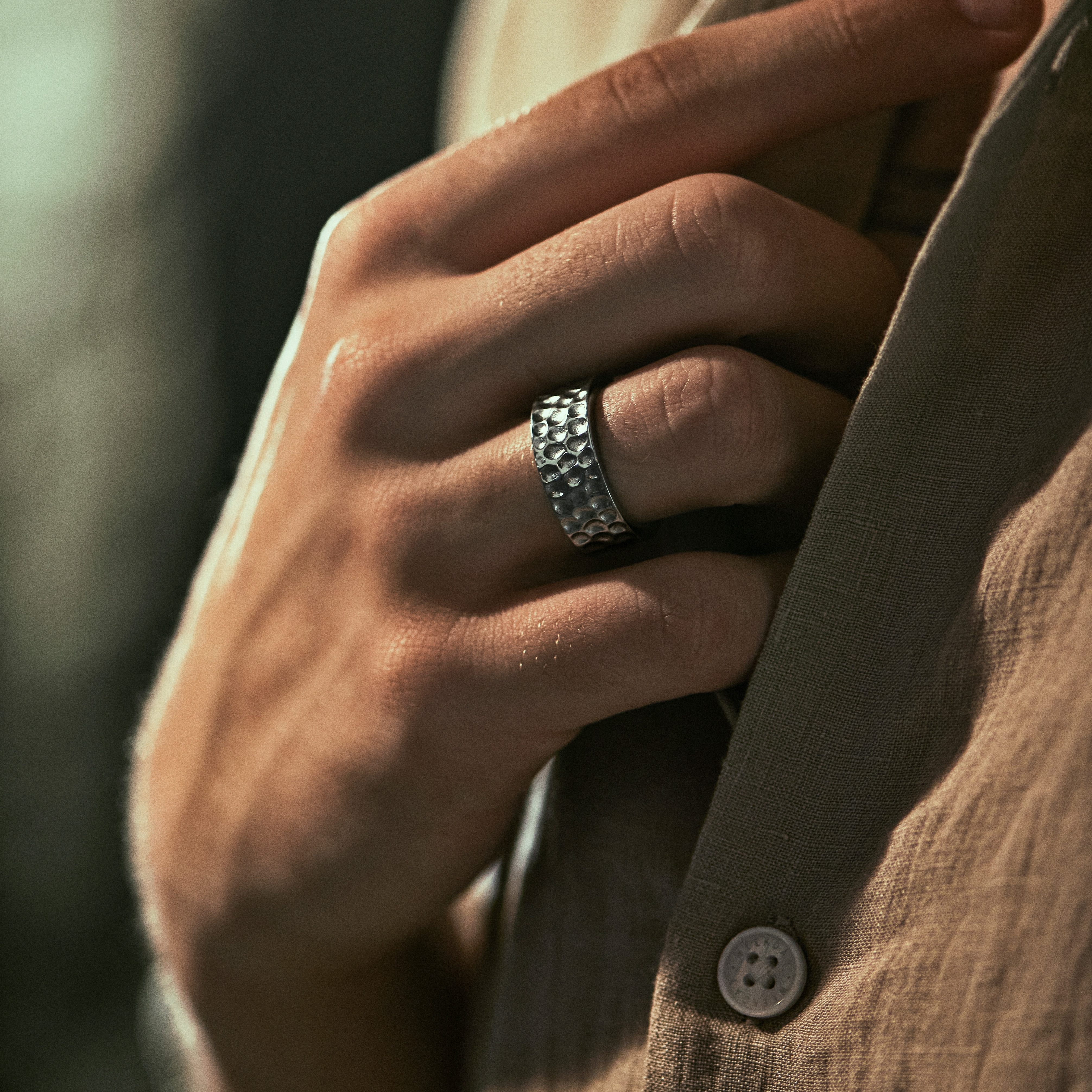 Orphic | 9 mm Hammered & Brushed Silver-Tone Stainless Steel Ring - 2