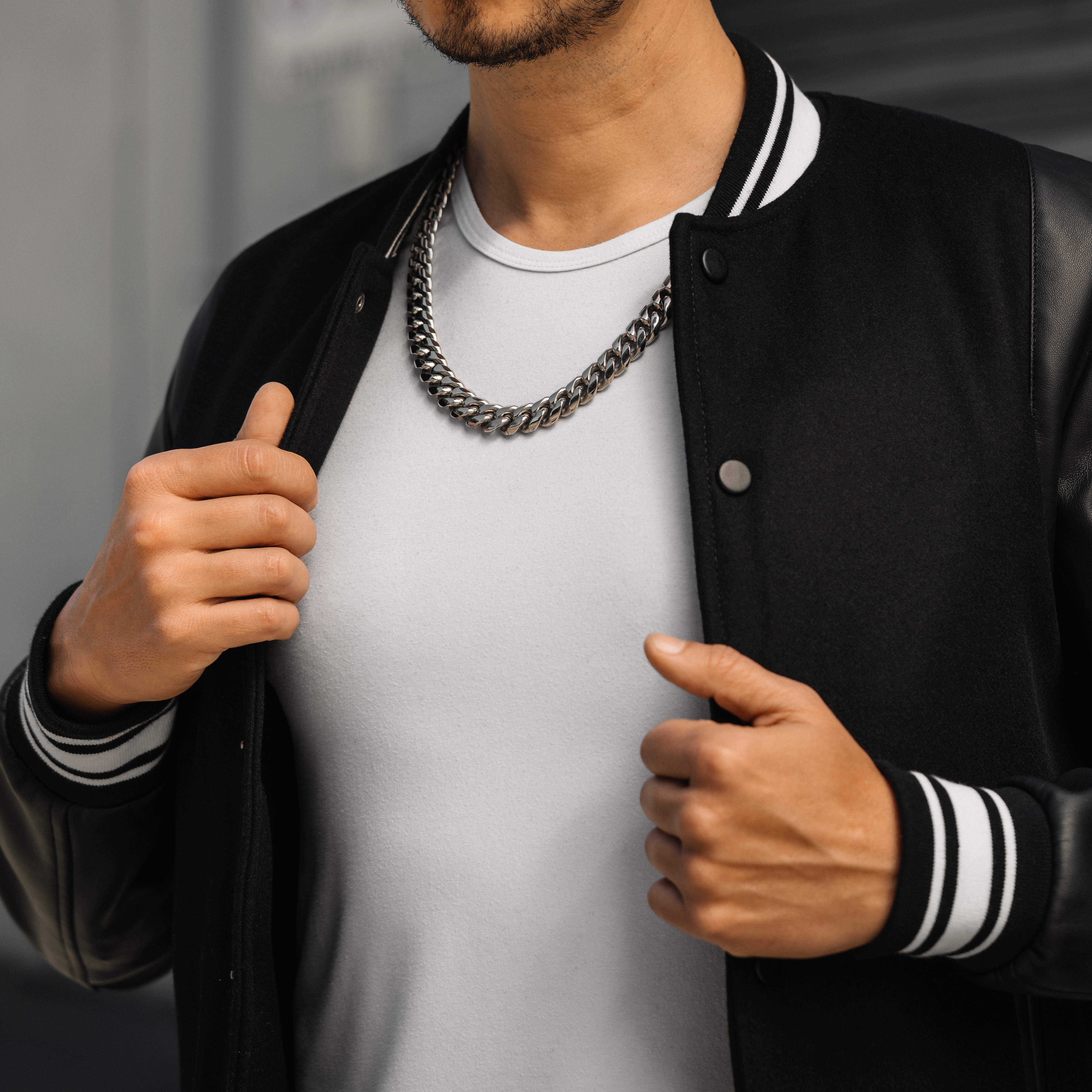 Collier cubain argenté à maillons XL  - 4