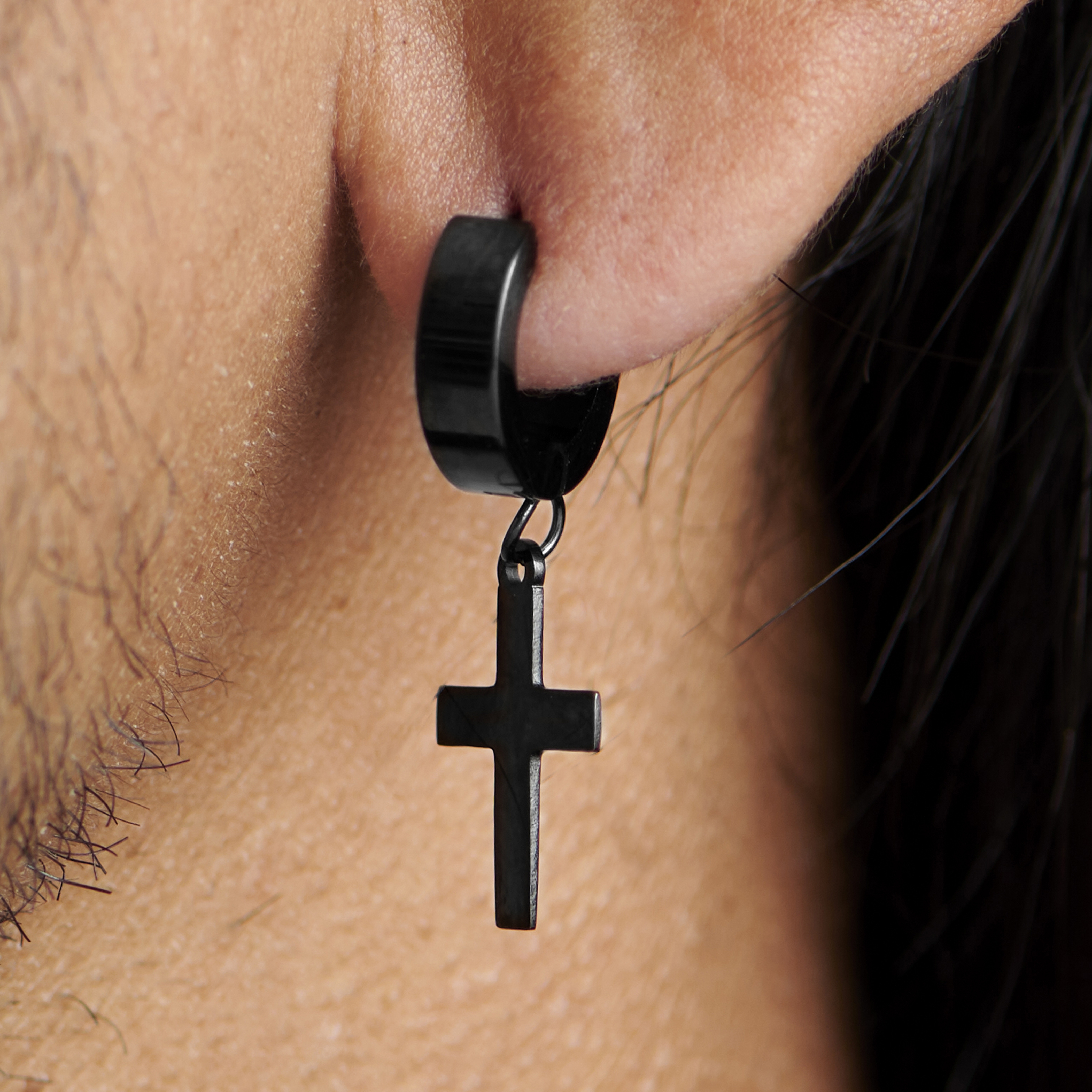925 Silver Hoop Male Earring Regular - Pair – Code Earrings For Man
