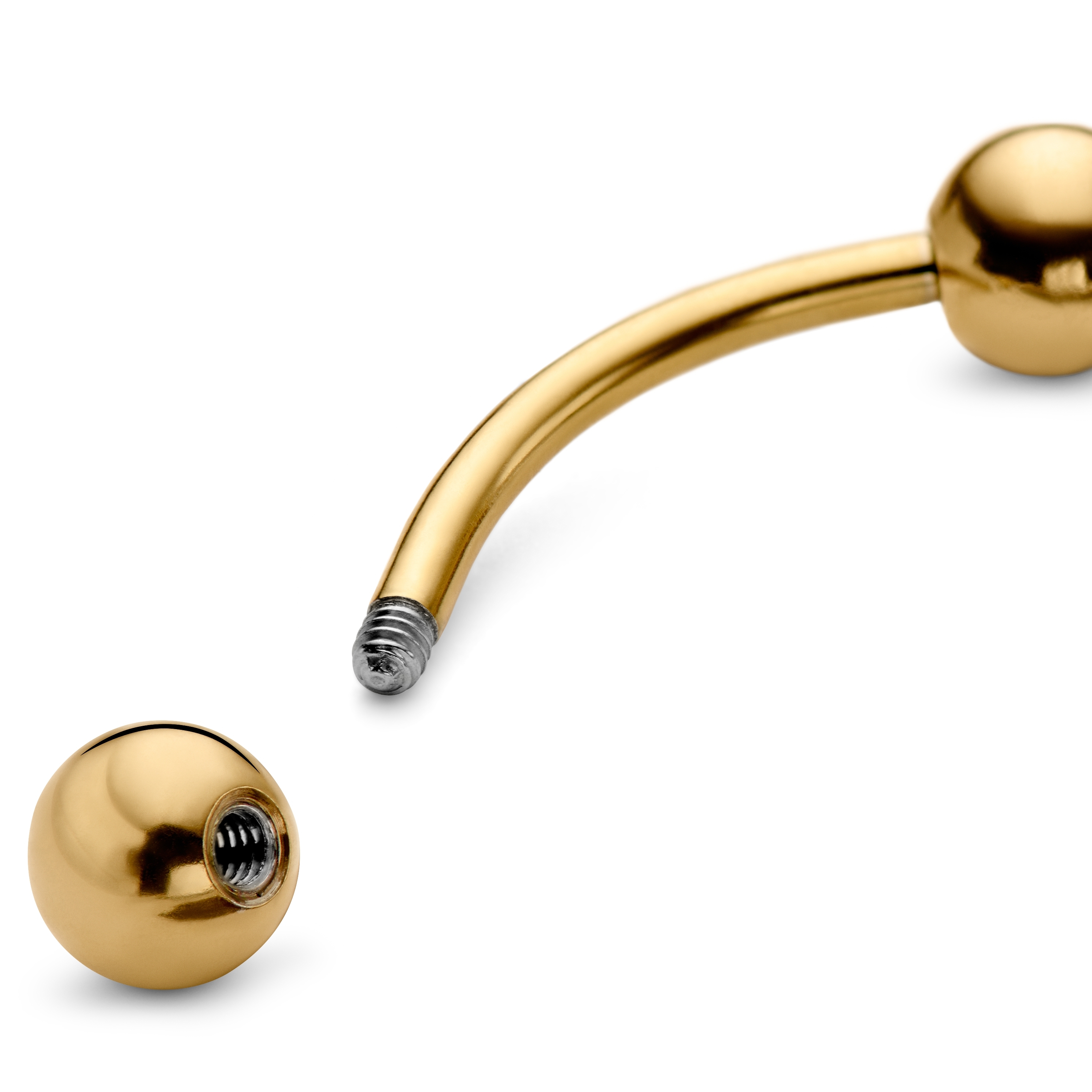 6 mm Guldfärgad Banana Barbell i Kirurgiskt Stål med Kulor - 2