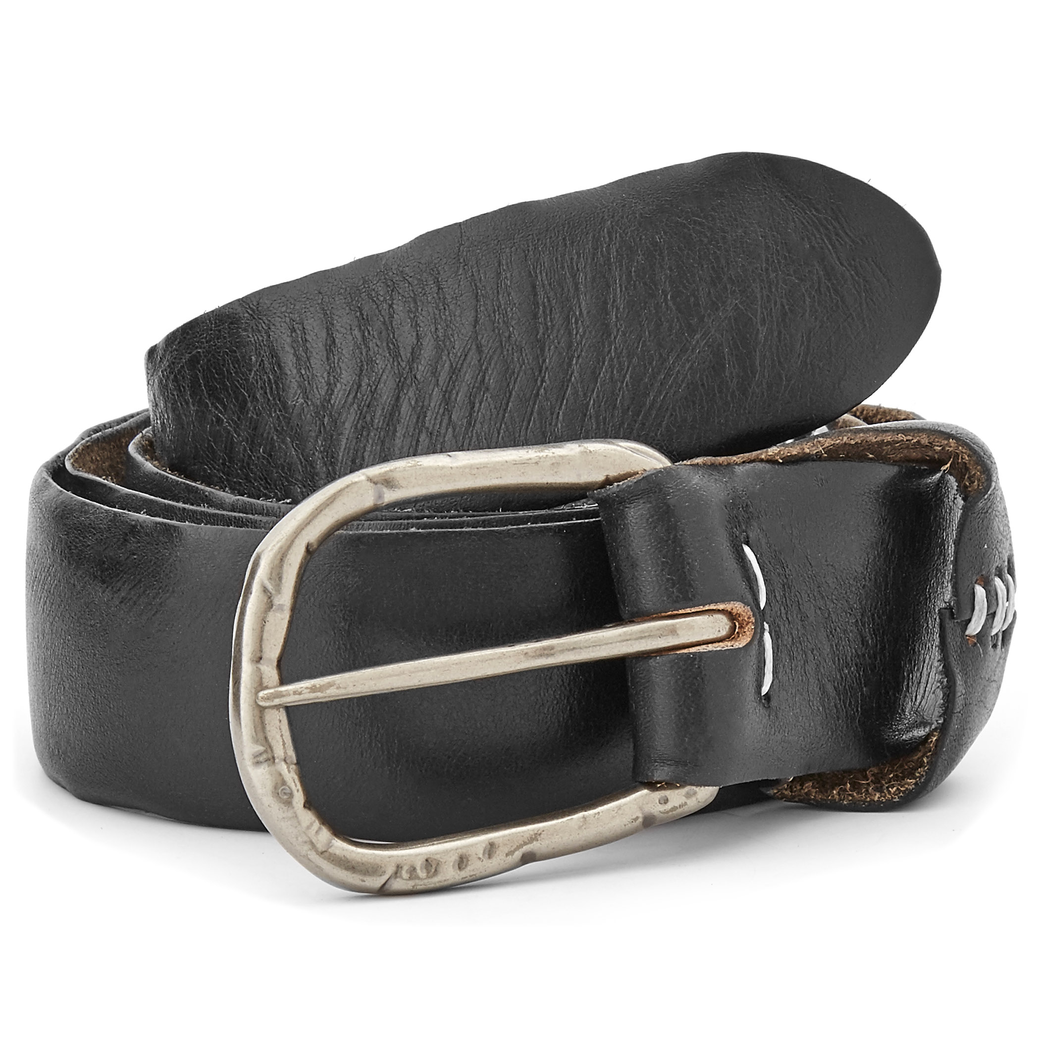 Asymetrický čierny kožený opasok - 1