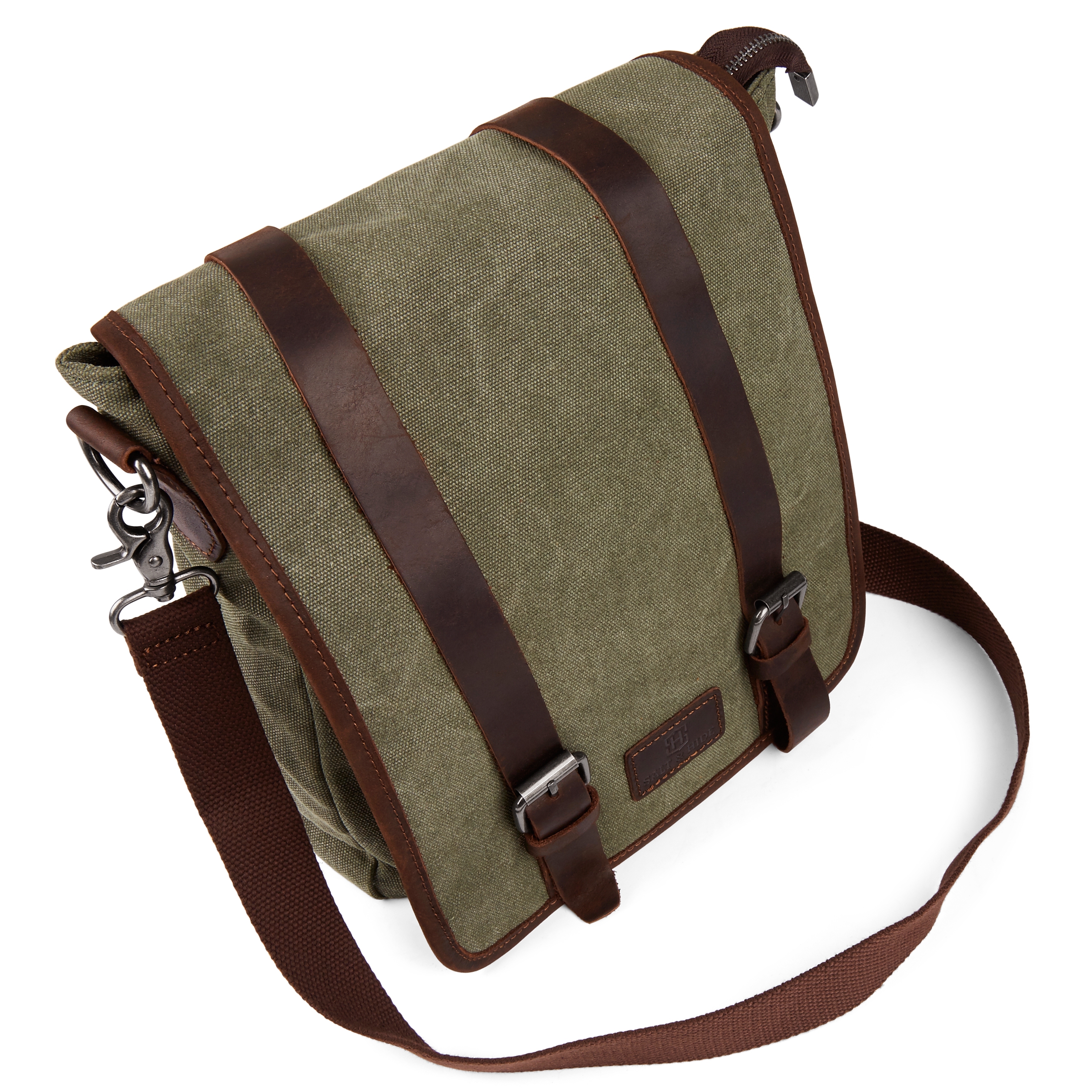 Sergio Green & Brown Slim Messenger Bag - 8