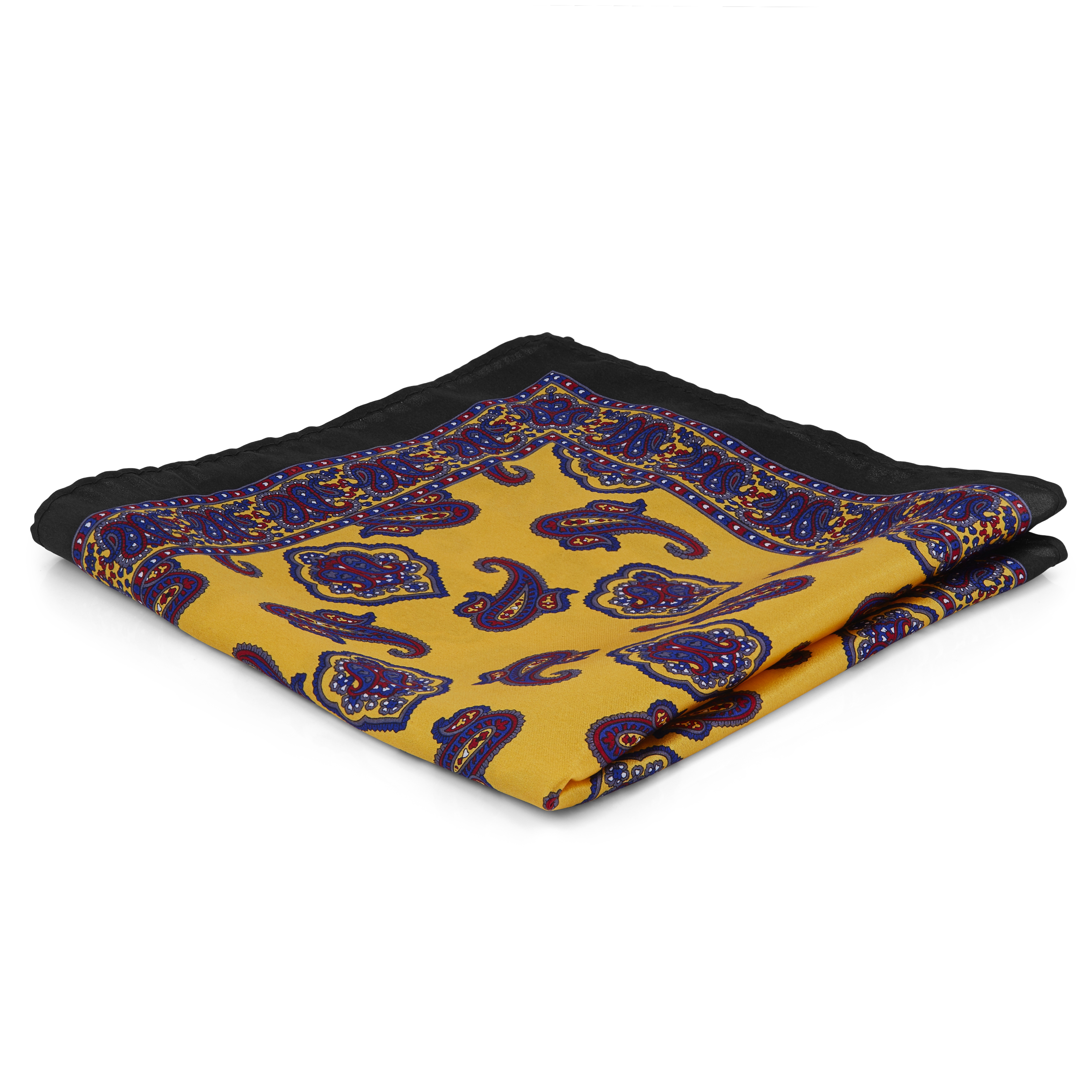 Gelbes & Blaues Paisley Einstecktuch - 1
