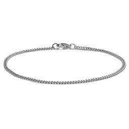 2mm Silver-Tone Stainless Steel Curb Chain Bracelet