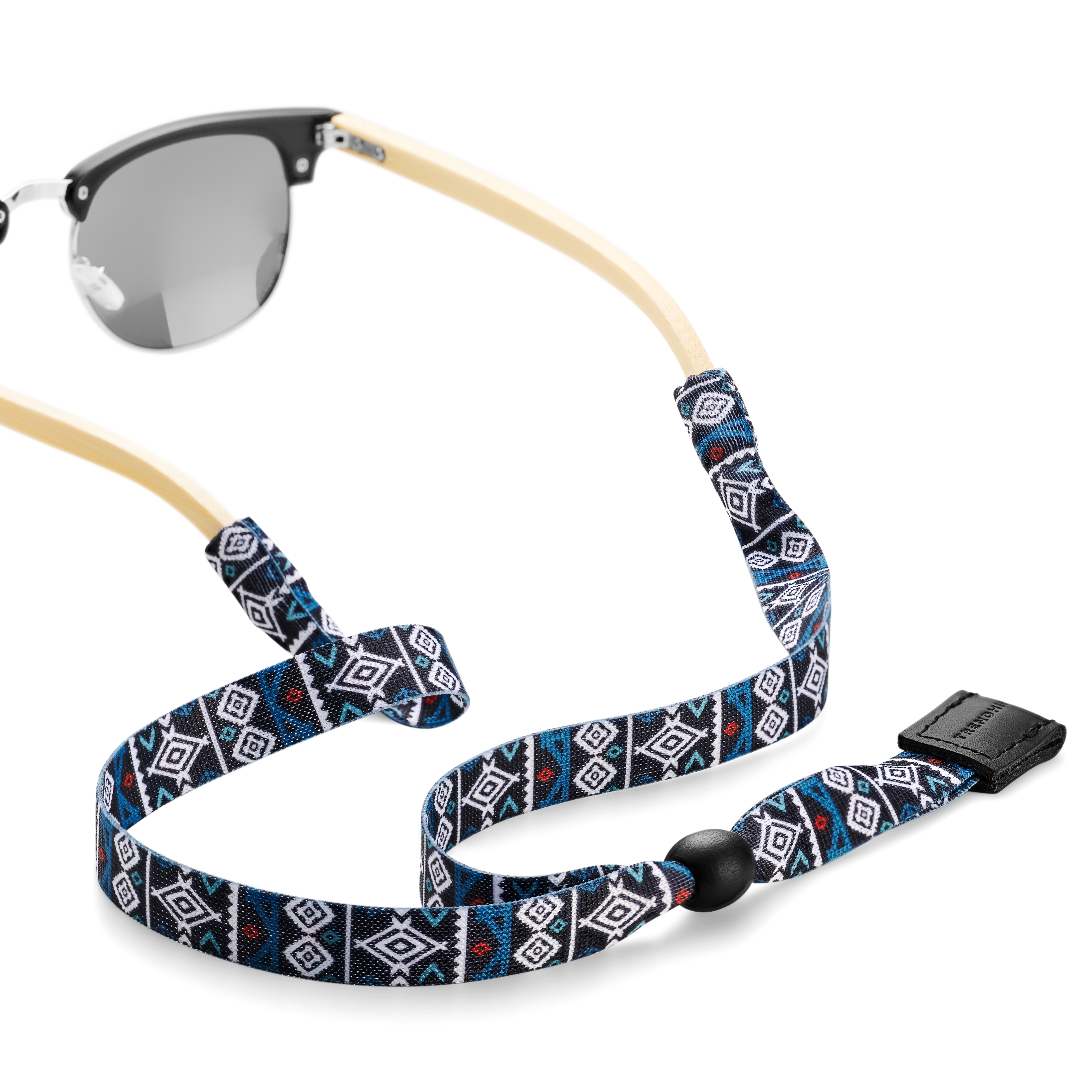 Bred Mørkeblå Solbrillesnor med Læderdetaljer - 6