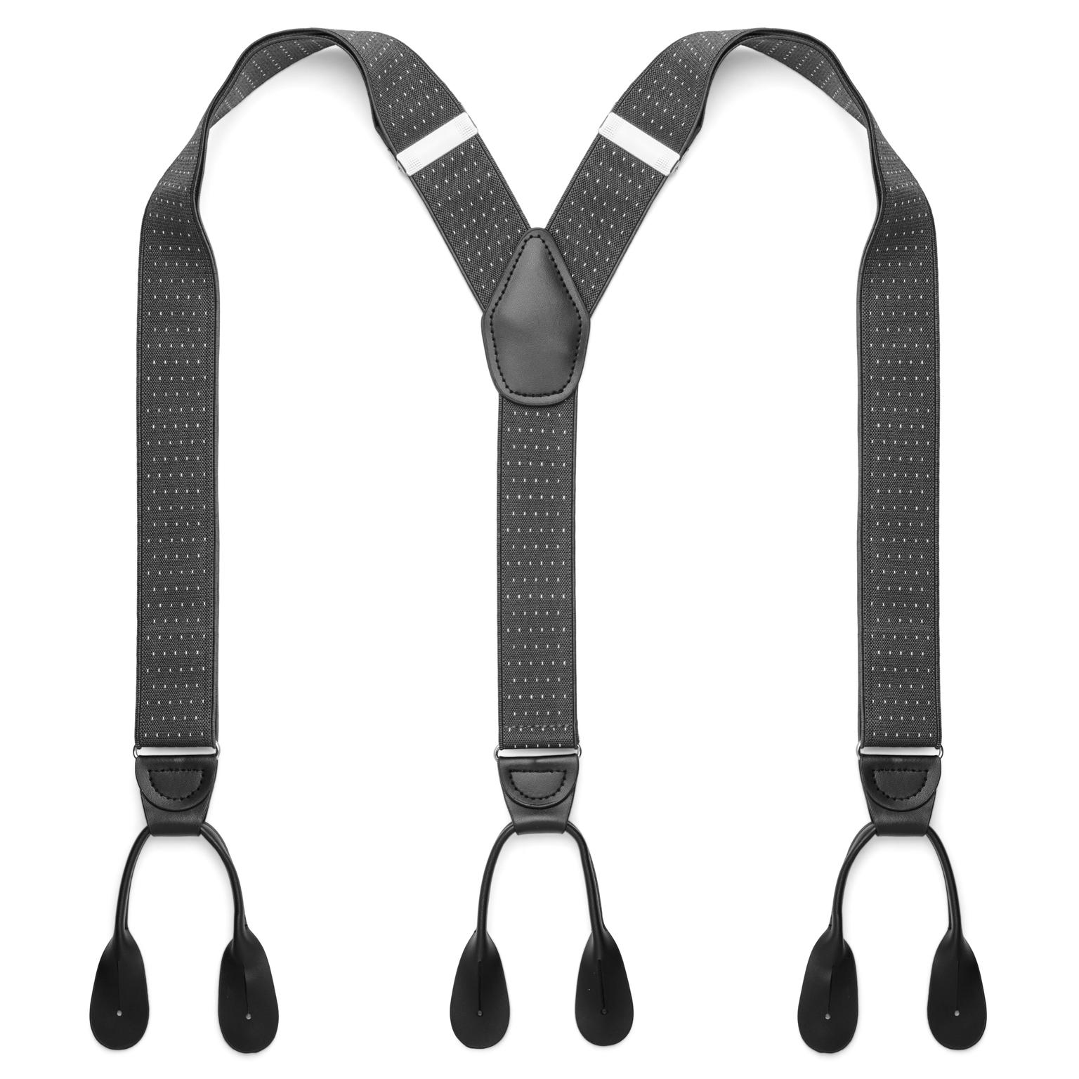 ワイドドットグレー分割ボタンサスペンダー ワイドドットグレー分割ボタンサスペンダー
