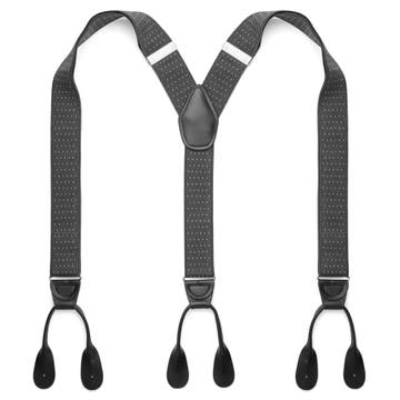 Wide Lead & White Dotted Split Button Suspenders Wide Lead & White Dotted Split Button Suspenders