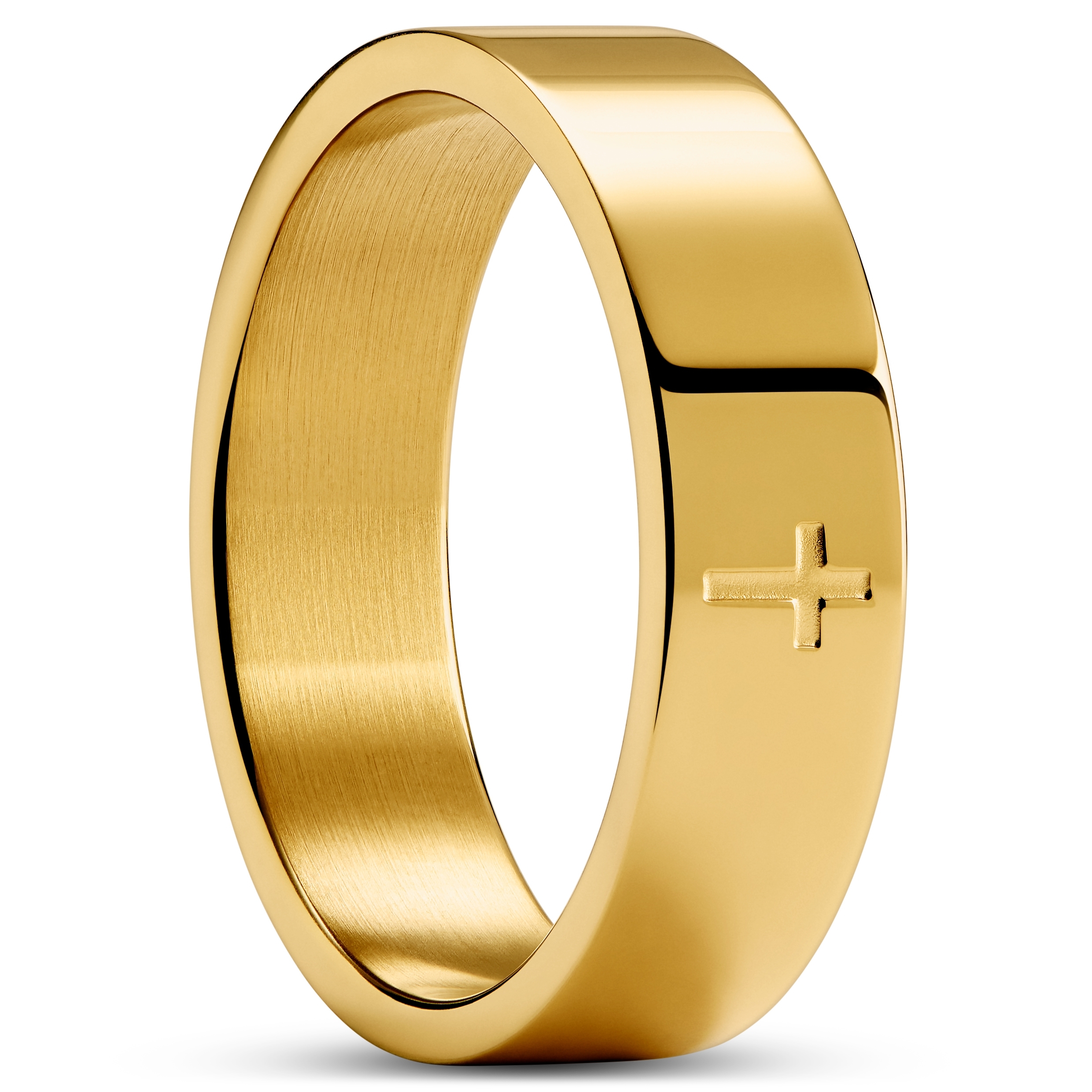 Mens cross sale rings gold