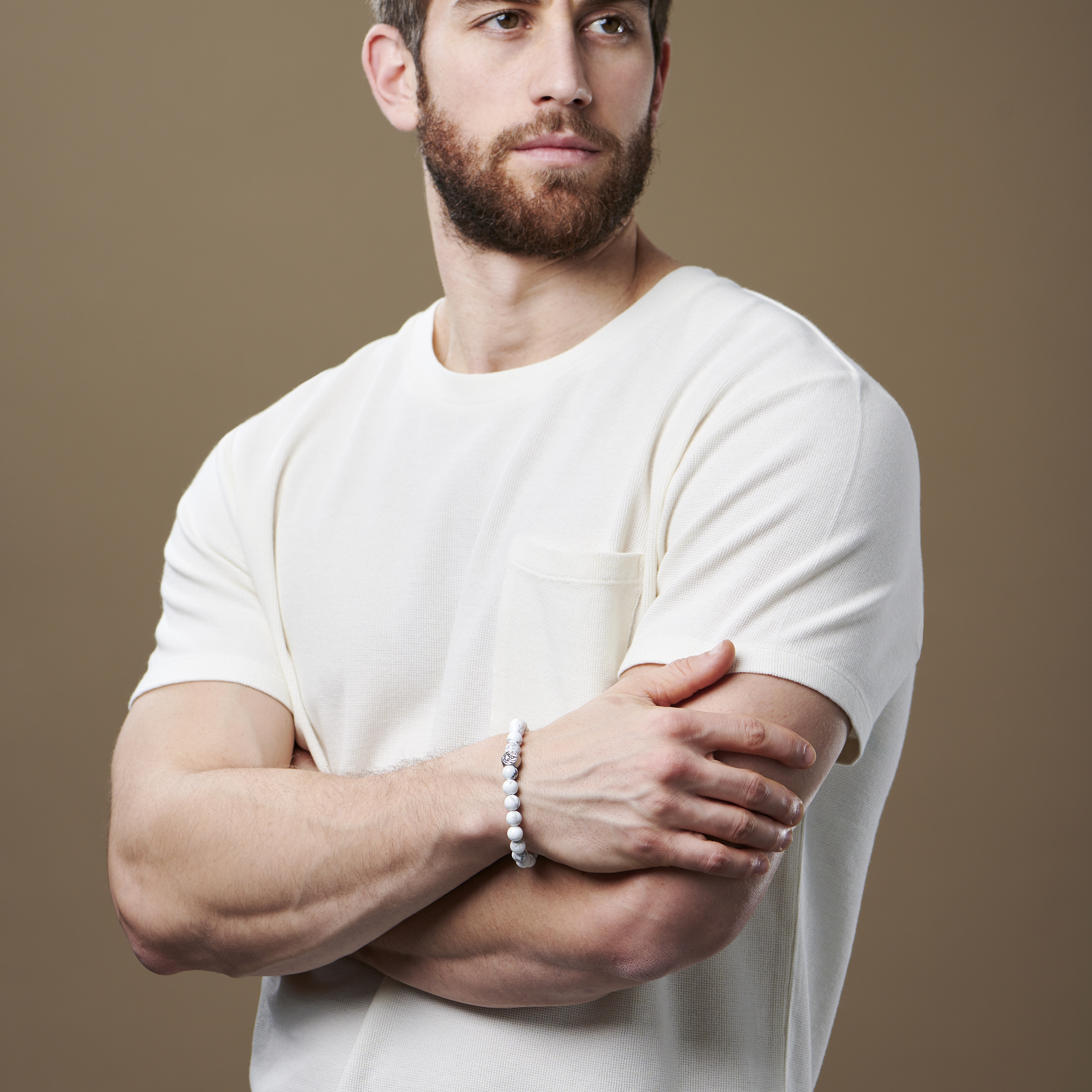 Balta akmens pērļu rokassprādze - 6