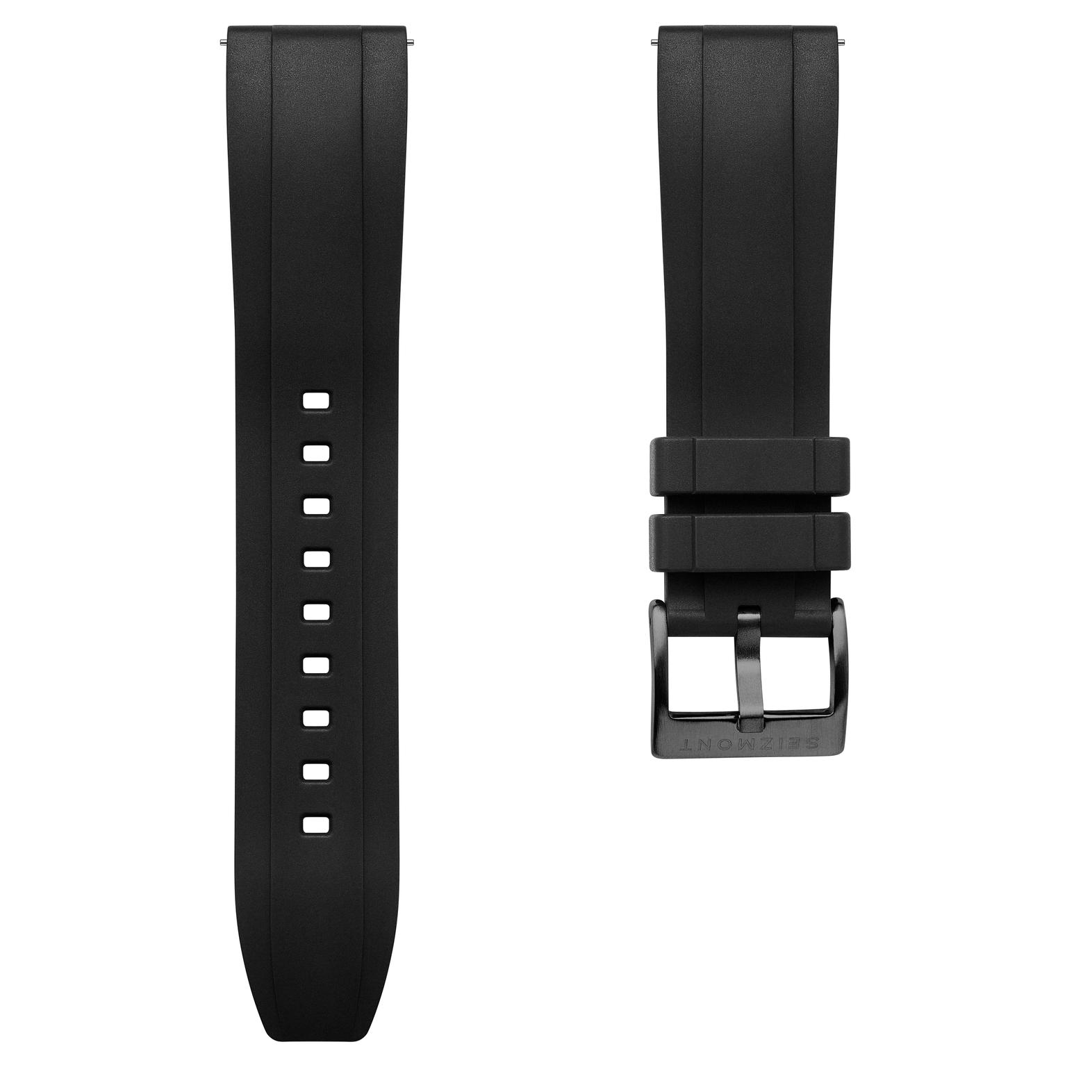 Schwarzes 22 mm Gummiarmband mit Schnellverschluss Schwarzes 22 mm Gummiarmband mit Schnellverschluss