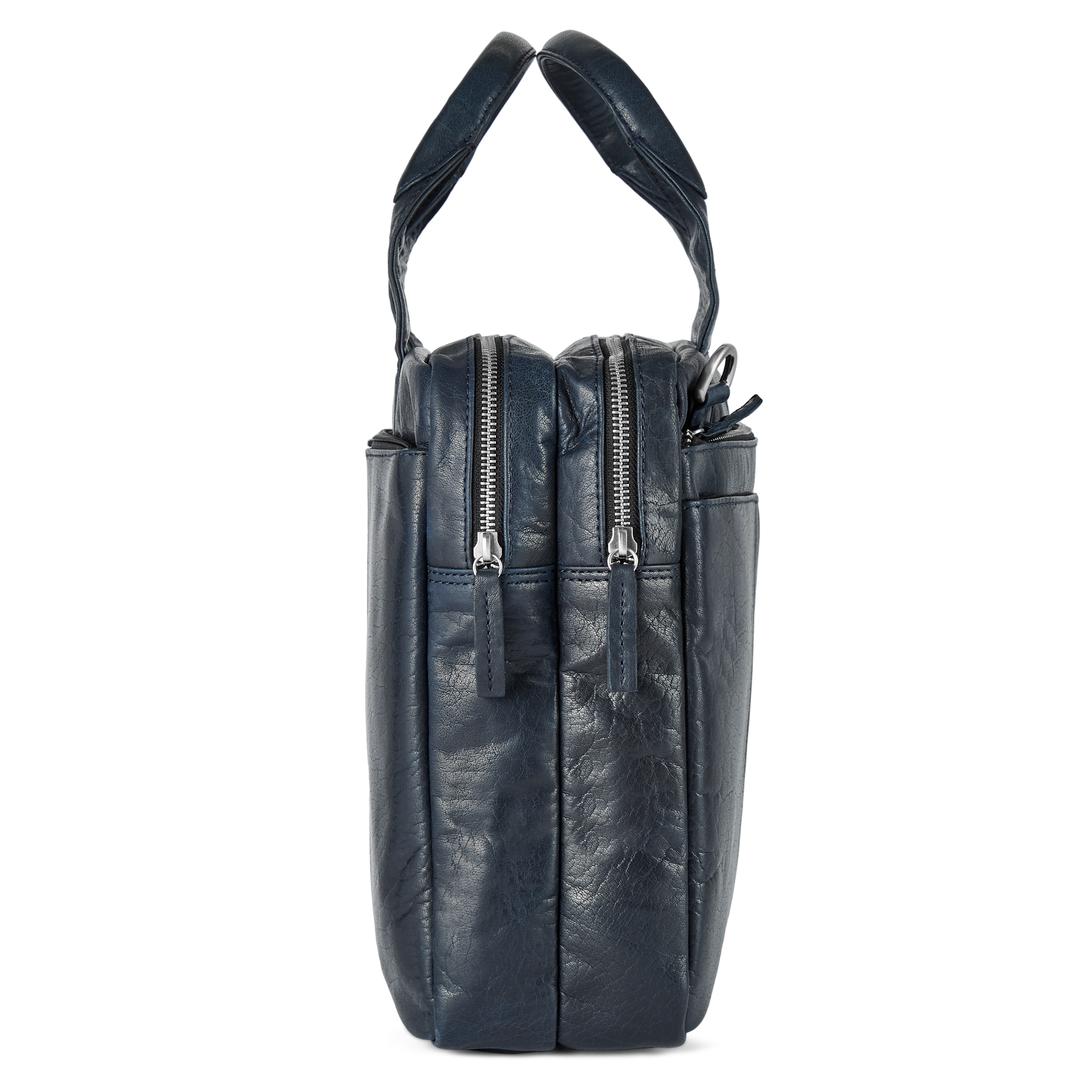 Montreal Navy Blue Leather Laptop Bag | In stock! | Lucleon