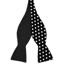 Black & White Dot Reversible Cotton Self-Tie Bow Tie