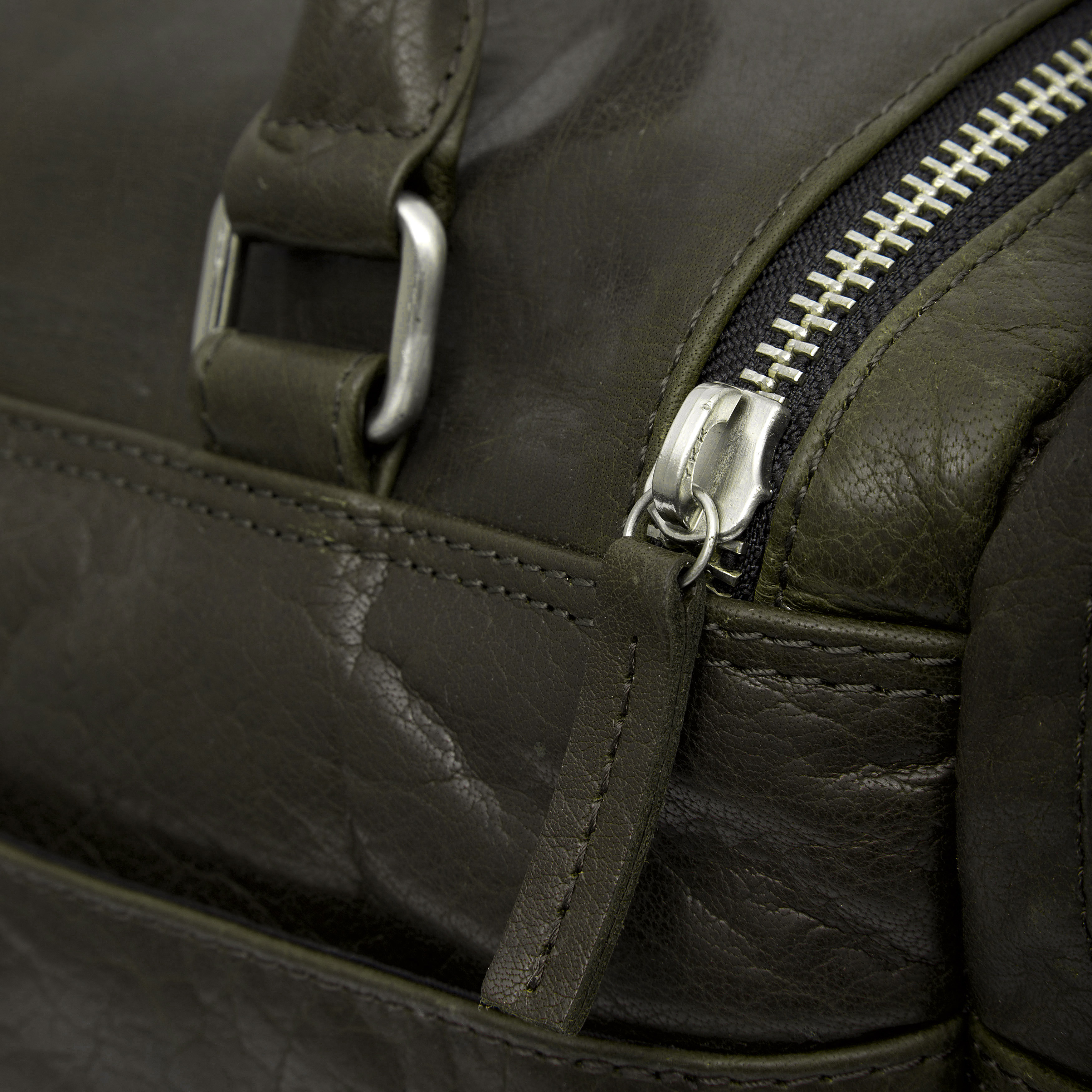Montreal Olive Leather Travel Bag - 14