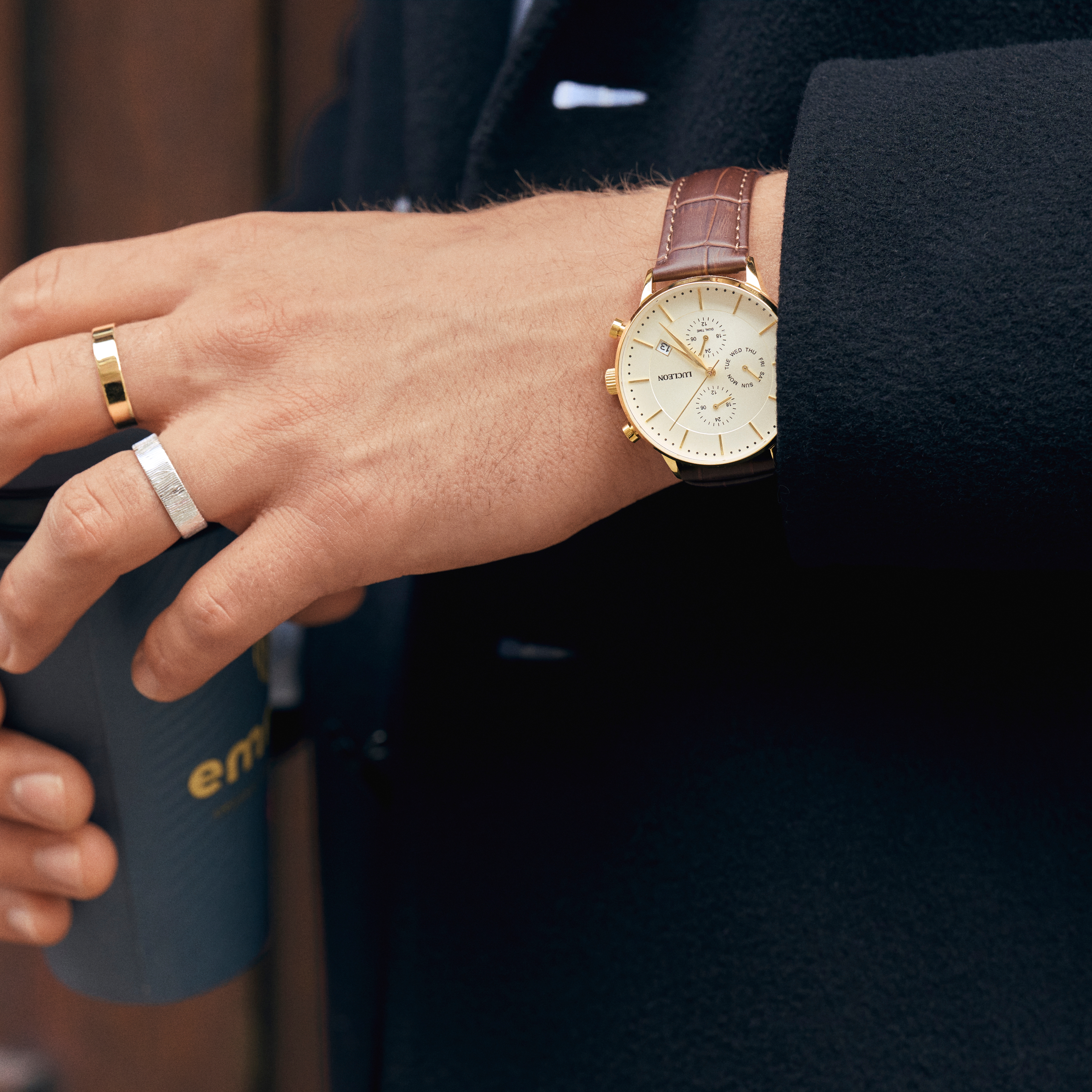 Стоманен часовник с две часови зони Laurens Ternion - 2