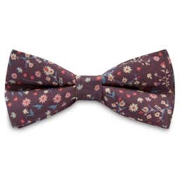 Boho | Dark Crimson Floral Silk Pre-Tied Bow Tie