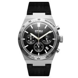 Heron | Silver-Tone & Black Stainless Steel Chronograph Watch