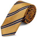 Navy Twin Stripe Gold Silk 6cm Tie Navy Twin Stripe Gold Silk 6cm Tie