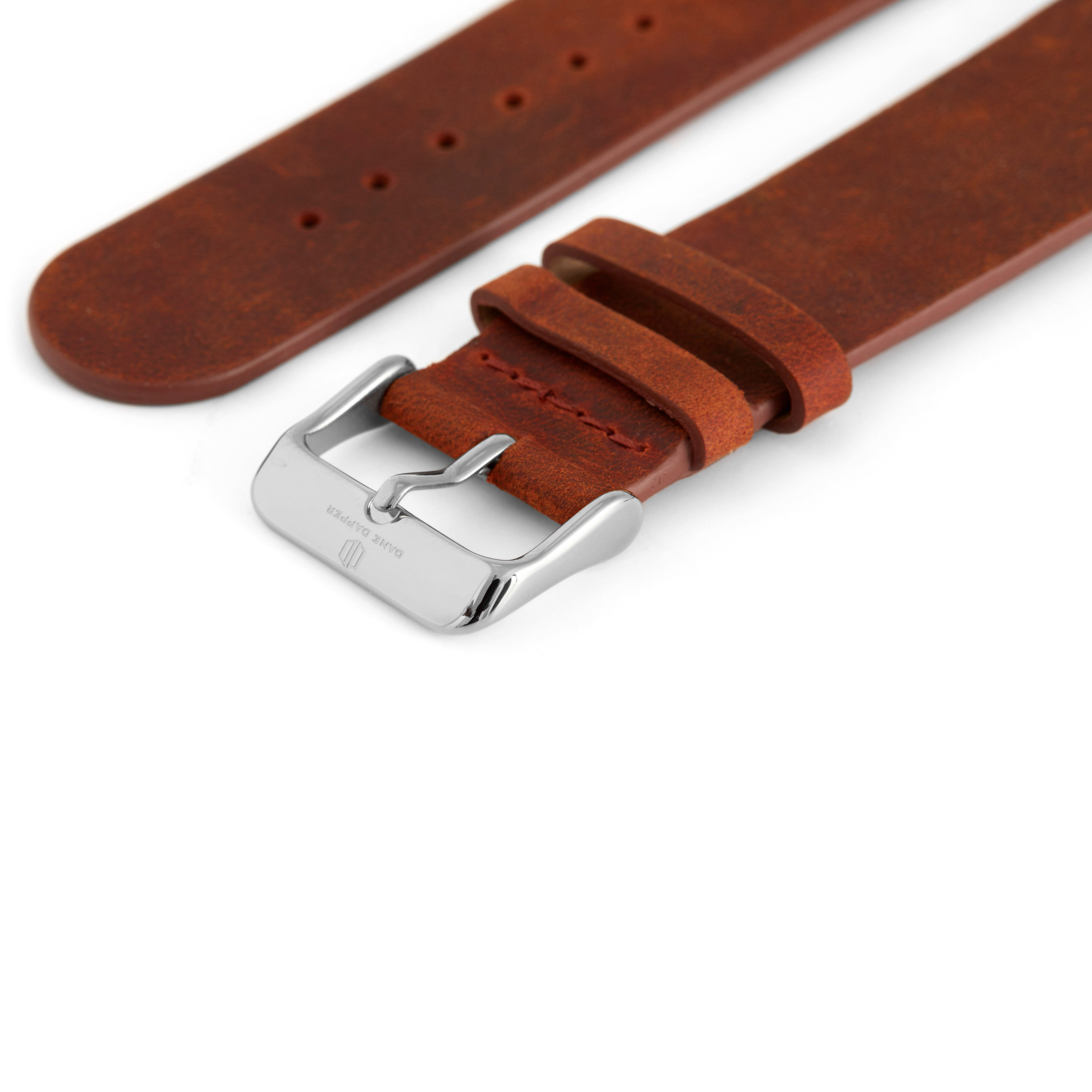 Orange Brown & Silver Buckle Watch Strap - 2