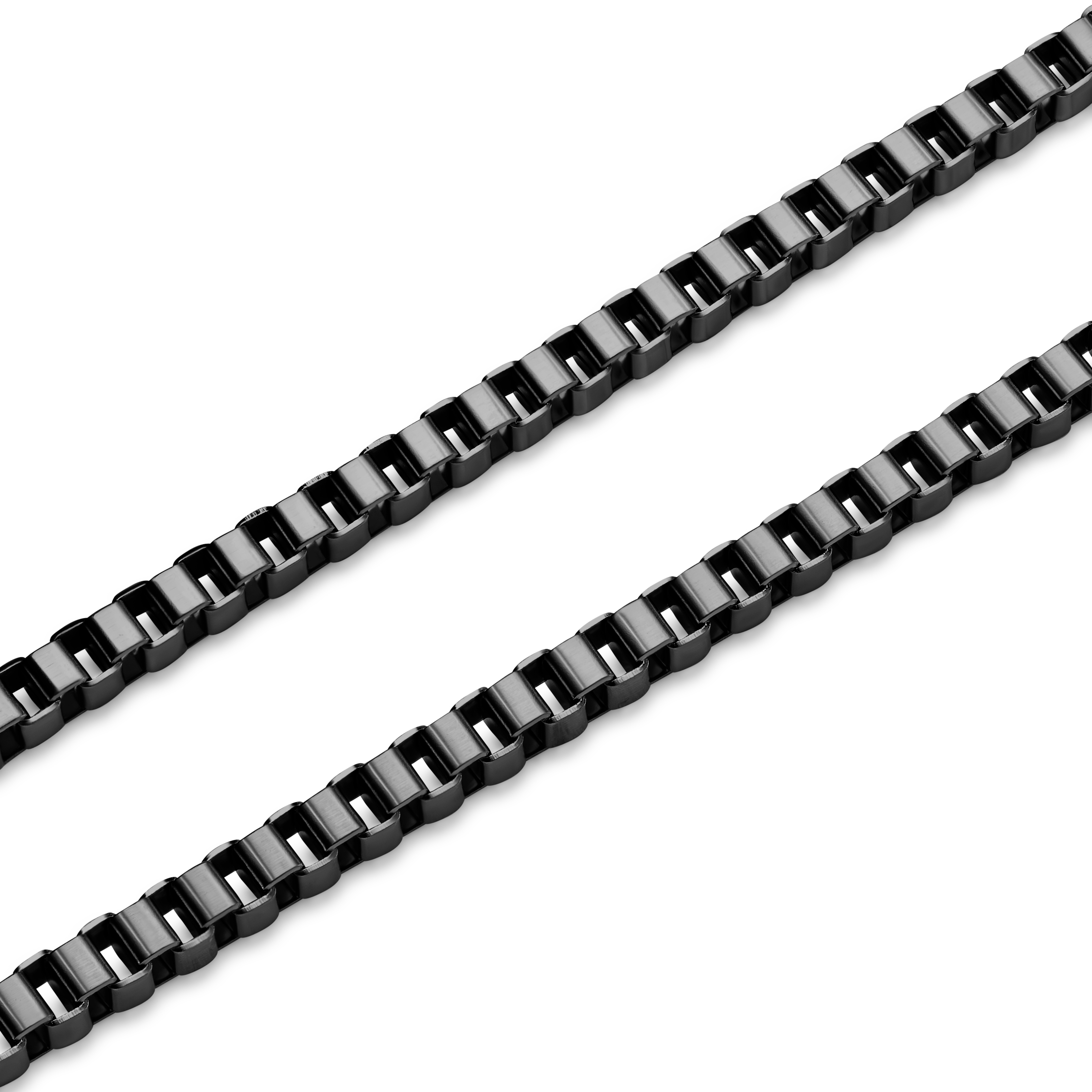 Essentials | 3 mm Gunmetal Black Square Box Chain Necklace - 3