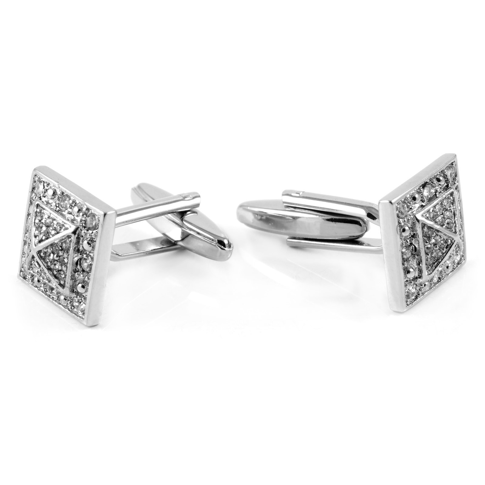 Botões de Punho Quadrados com Cruz e Pedras - 3