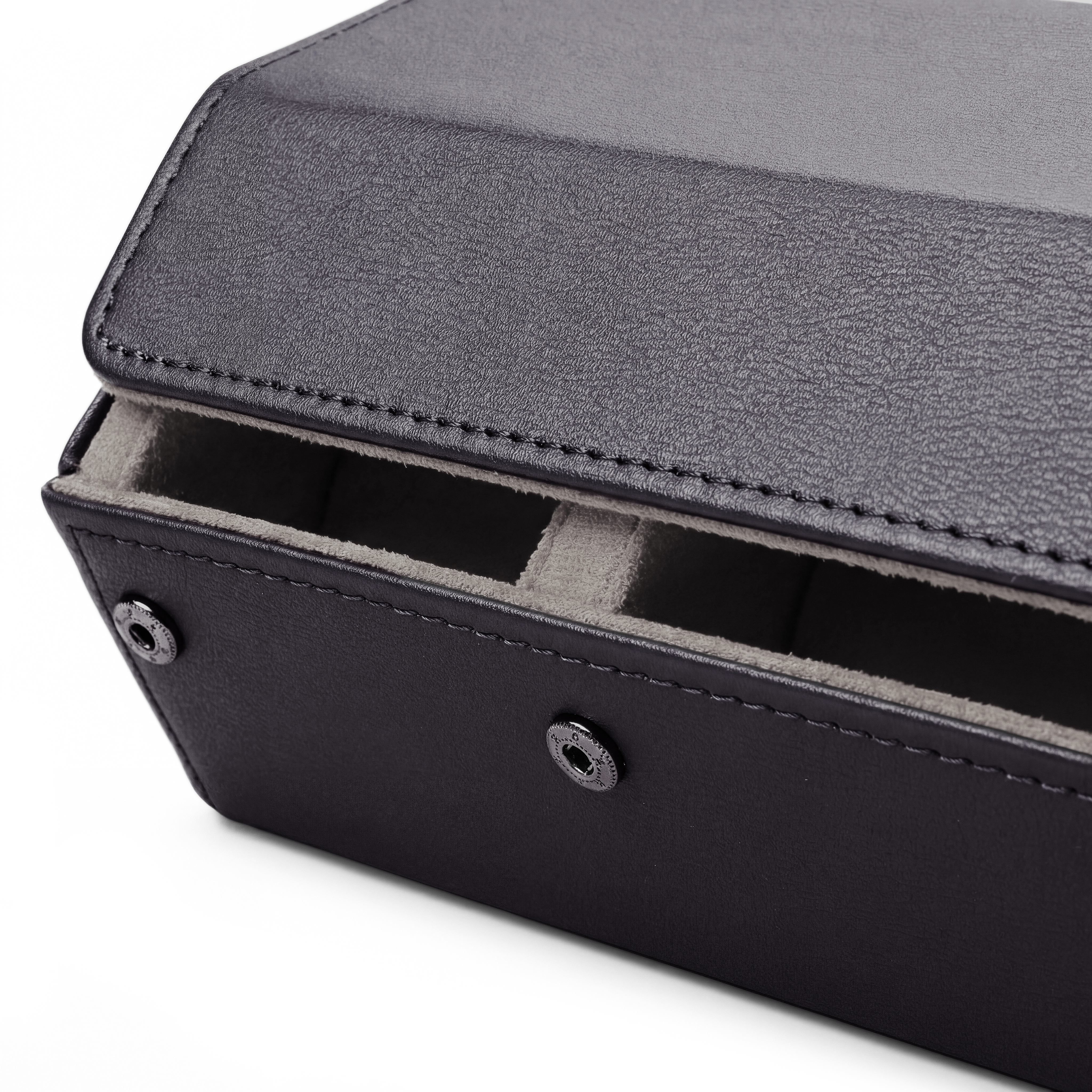 Hexa | Caja para relojes hexagonal de cuero sintético negro y gris para 6 relojes - 4