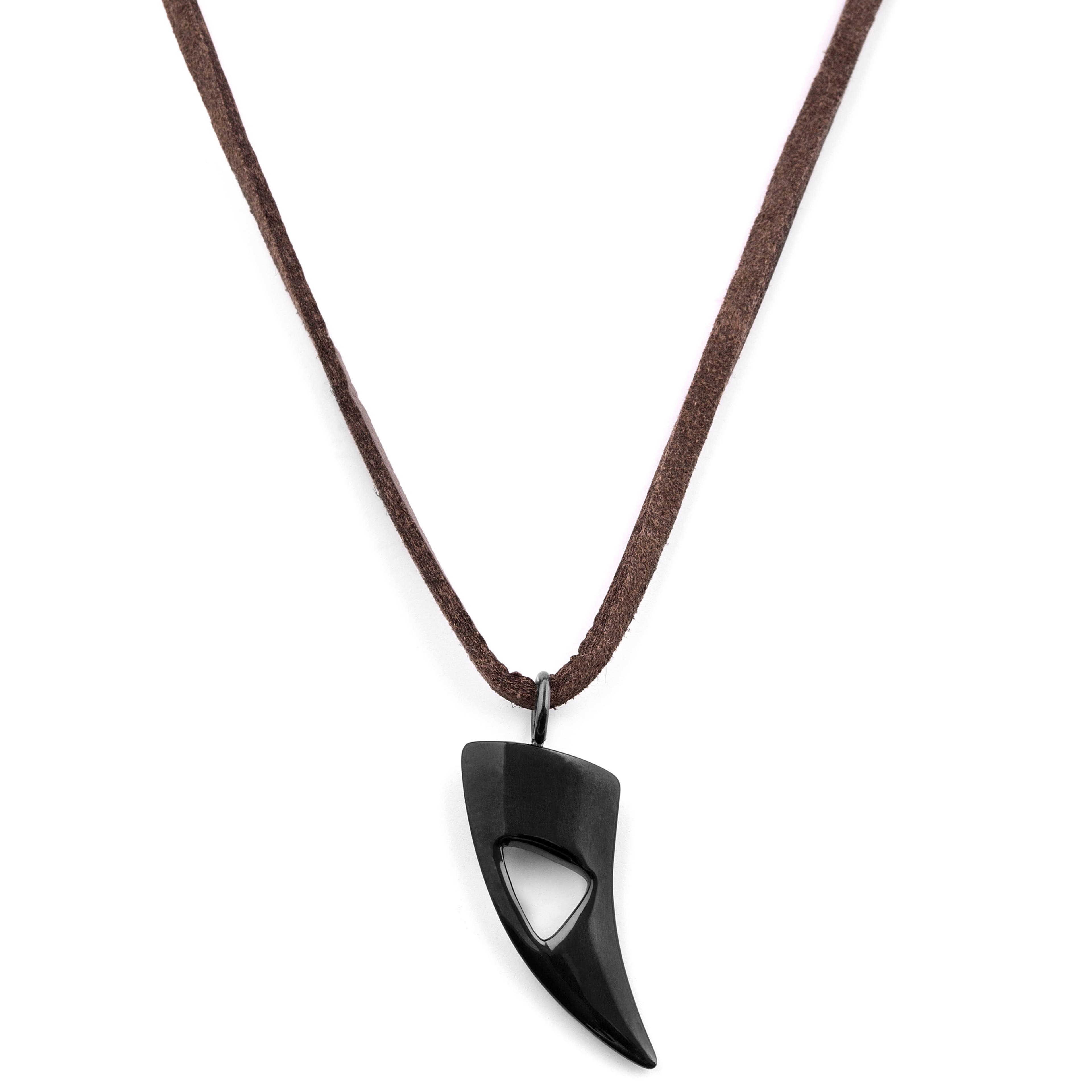 Black Cutout Leather Iconic Necklace