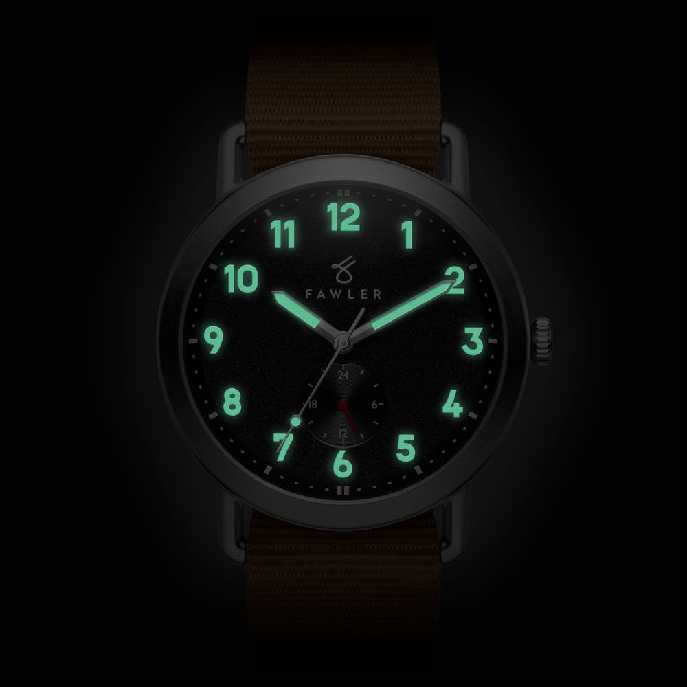 hover: Kronos | Silver-Tone Outdoor Watch With Sand Nylon Strap hover: Kronos | Silver-Tone Outdoor Watch With Sand Nylon Strap