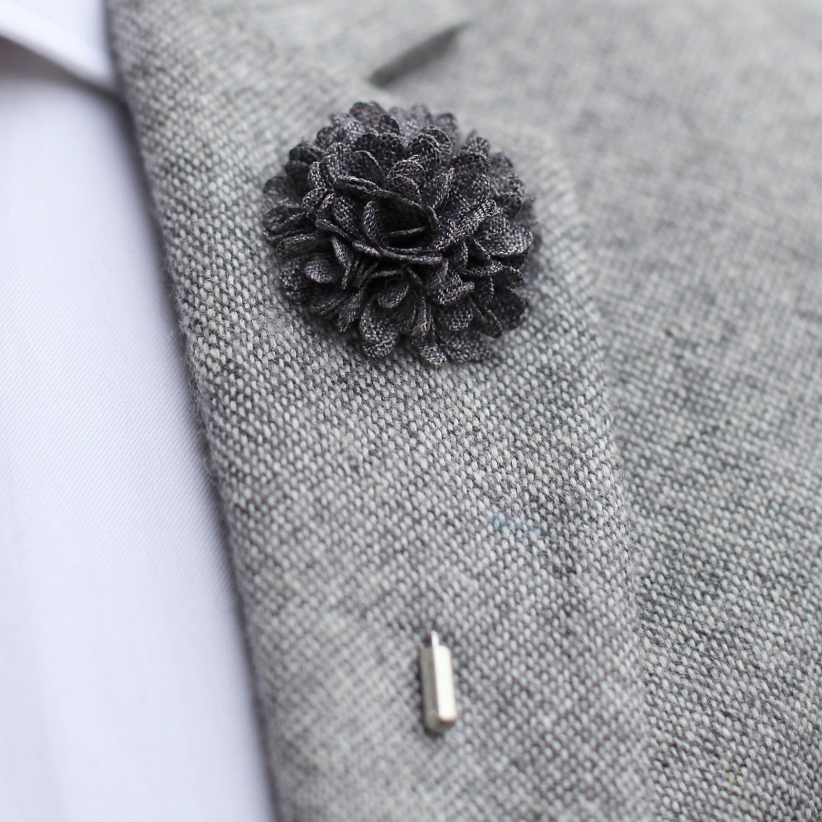Salt & Pepper Flower Lapel Pin - 3
