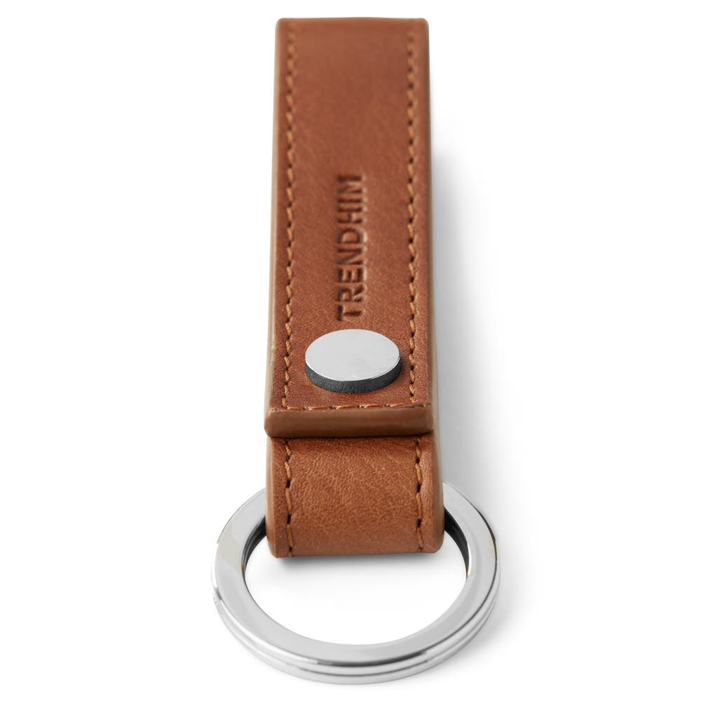 hover: Brown Leather Loop Keyring hover: Brown Leather Loop Keyring