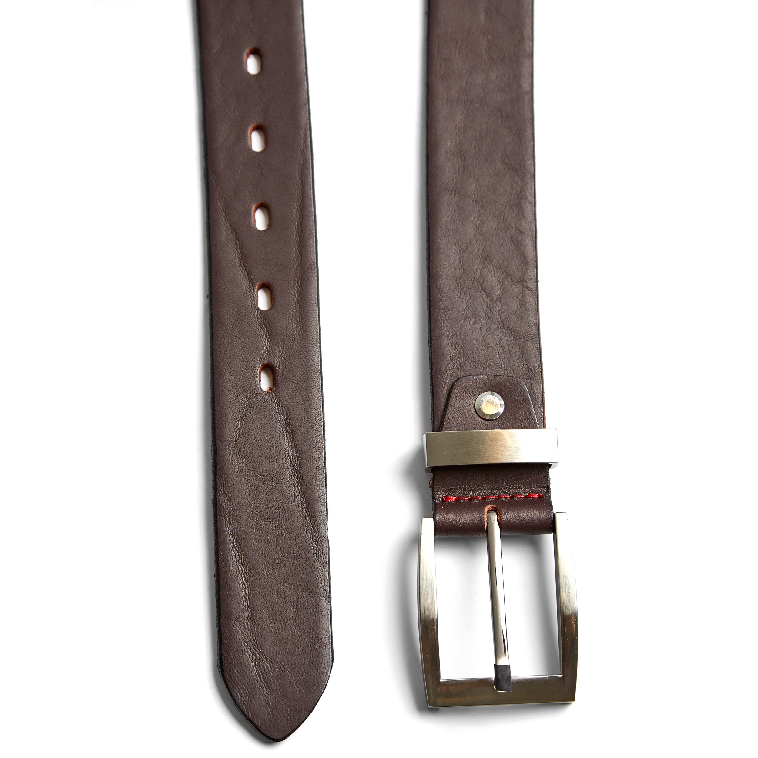Slim Brown Leather Belt - 2