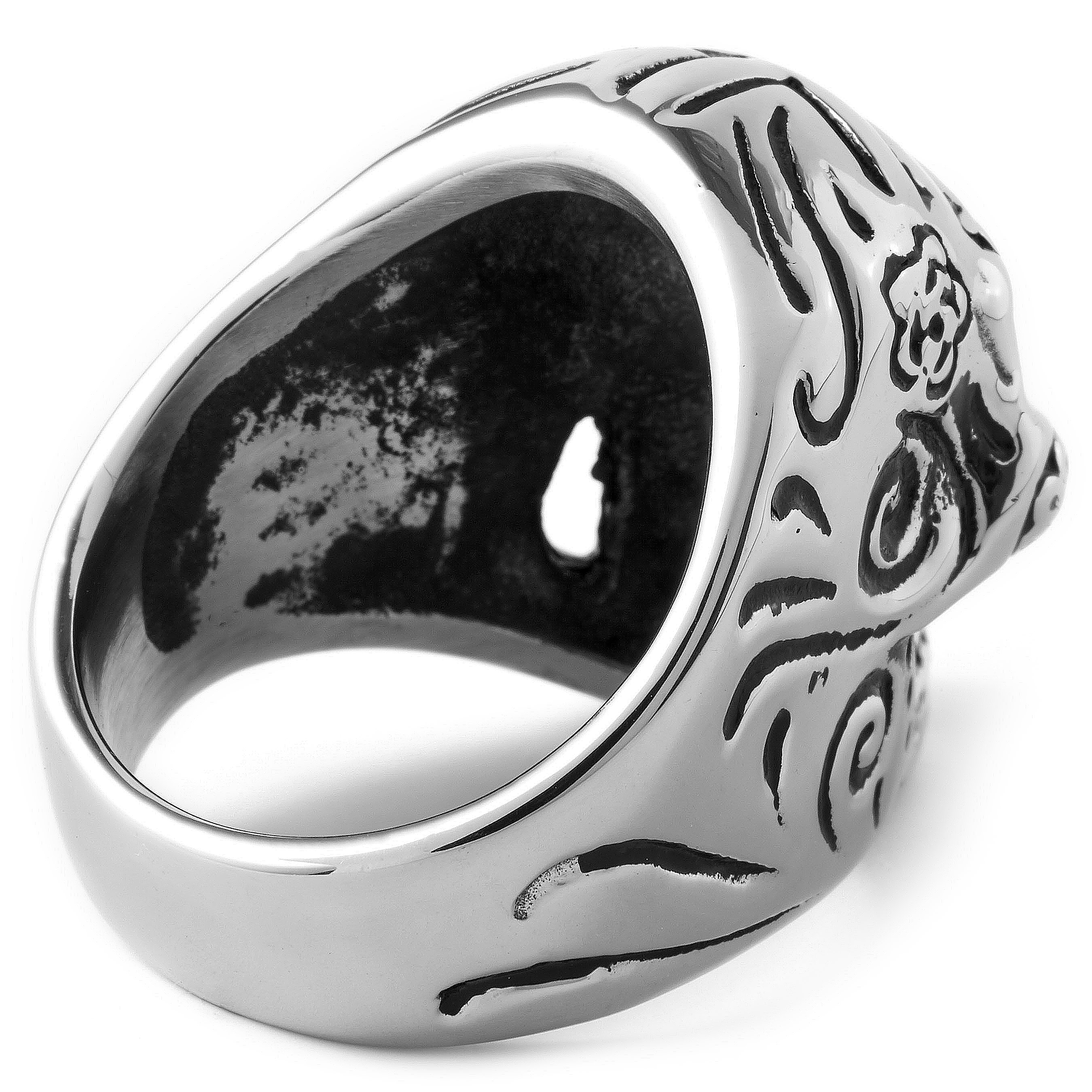 Steel Hippie Skull Ring - 4