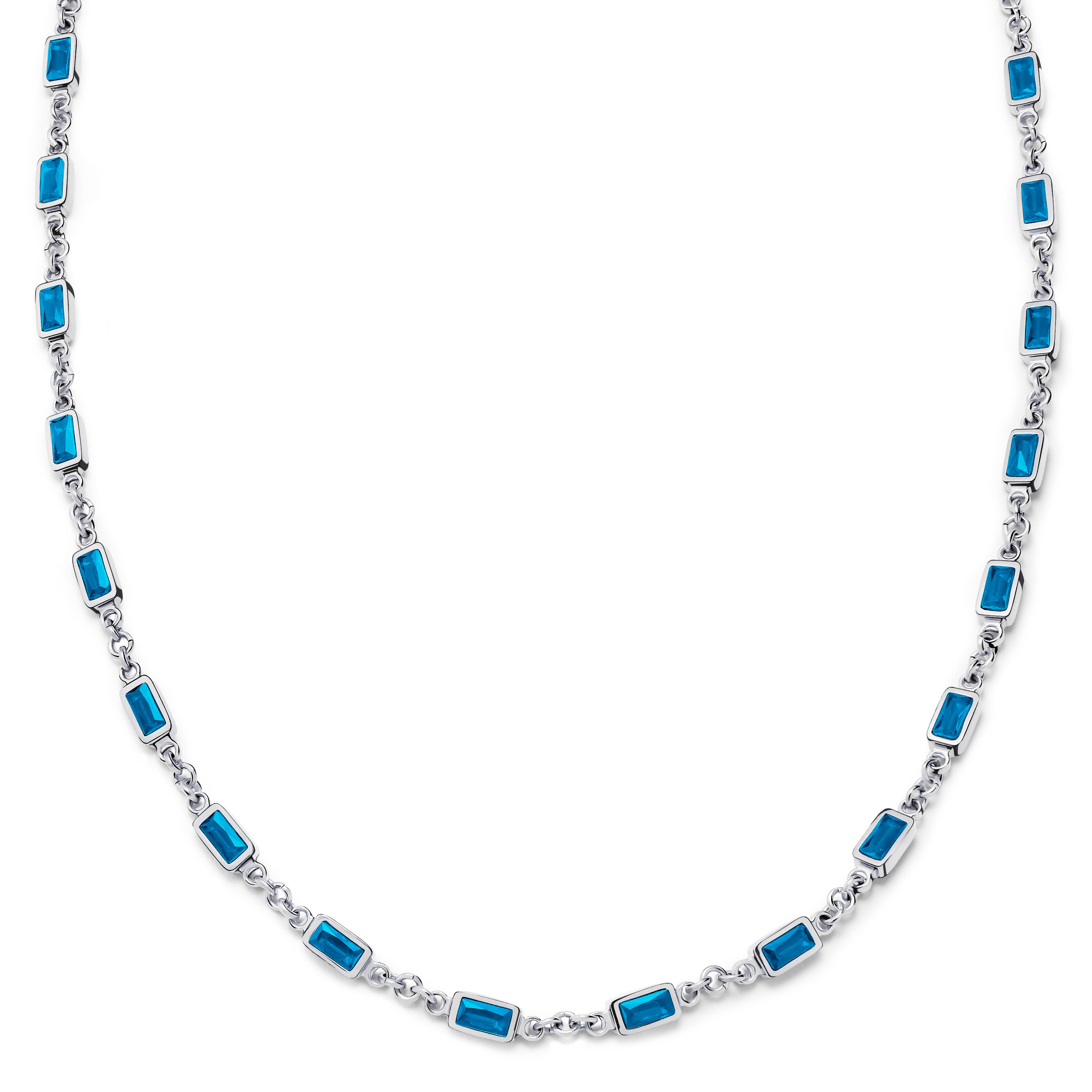 Prism | Collier argenté avec pierres en cristal bleu - 1