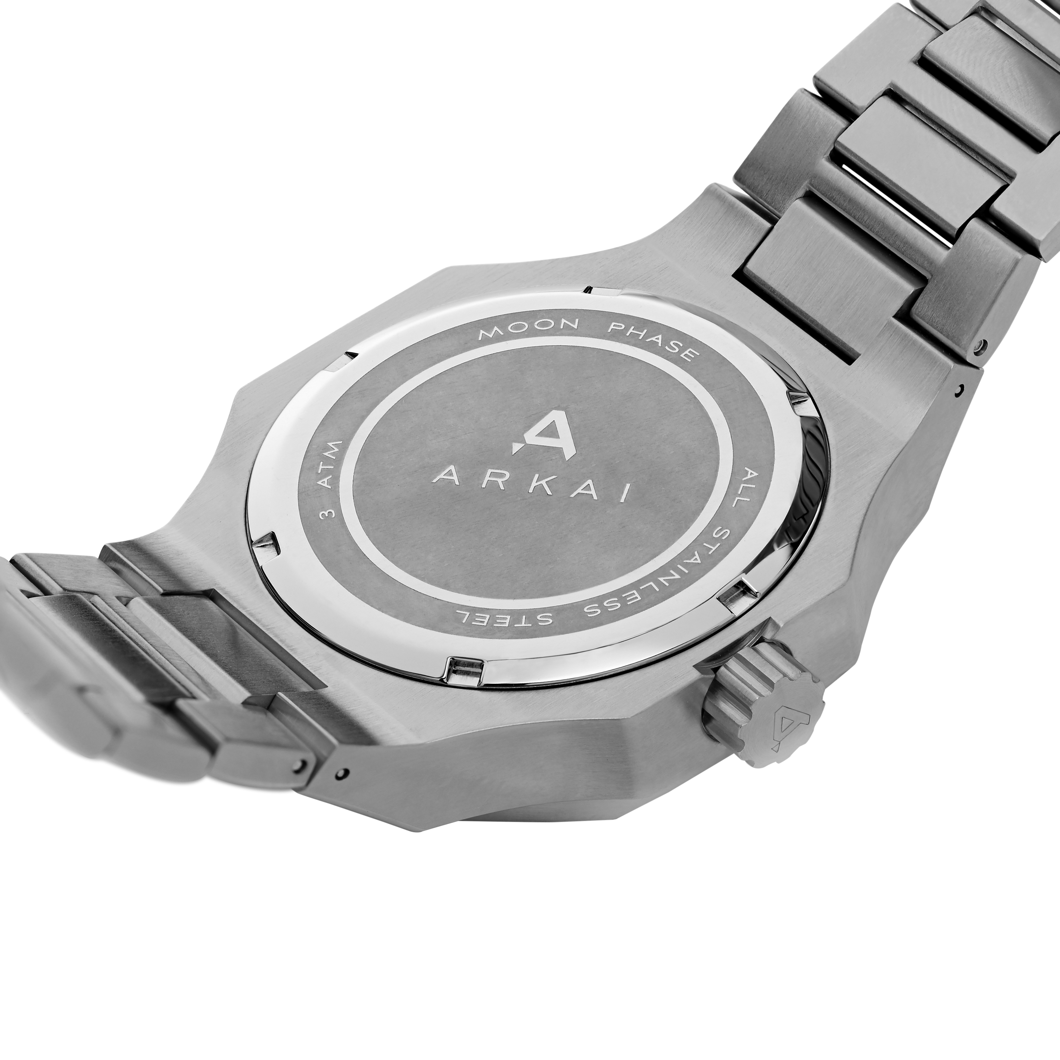 Mace | Silver-Tone Stainless Steel Moonphase Watch With Black Dial - 9