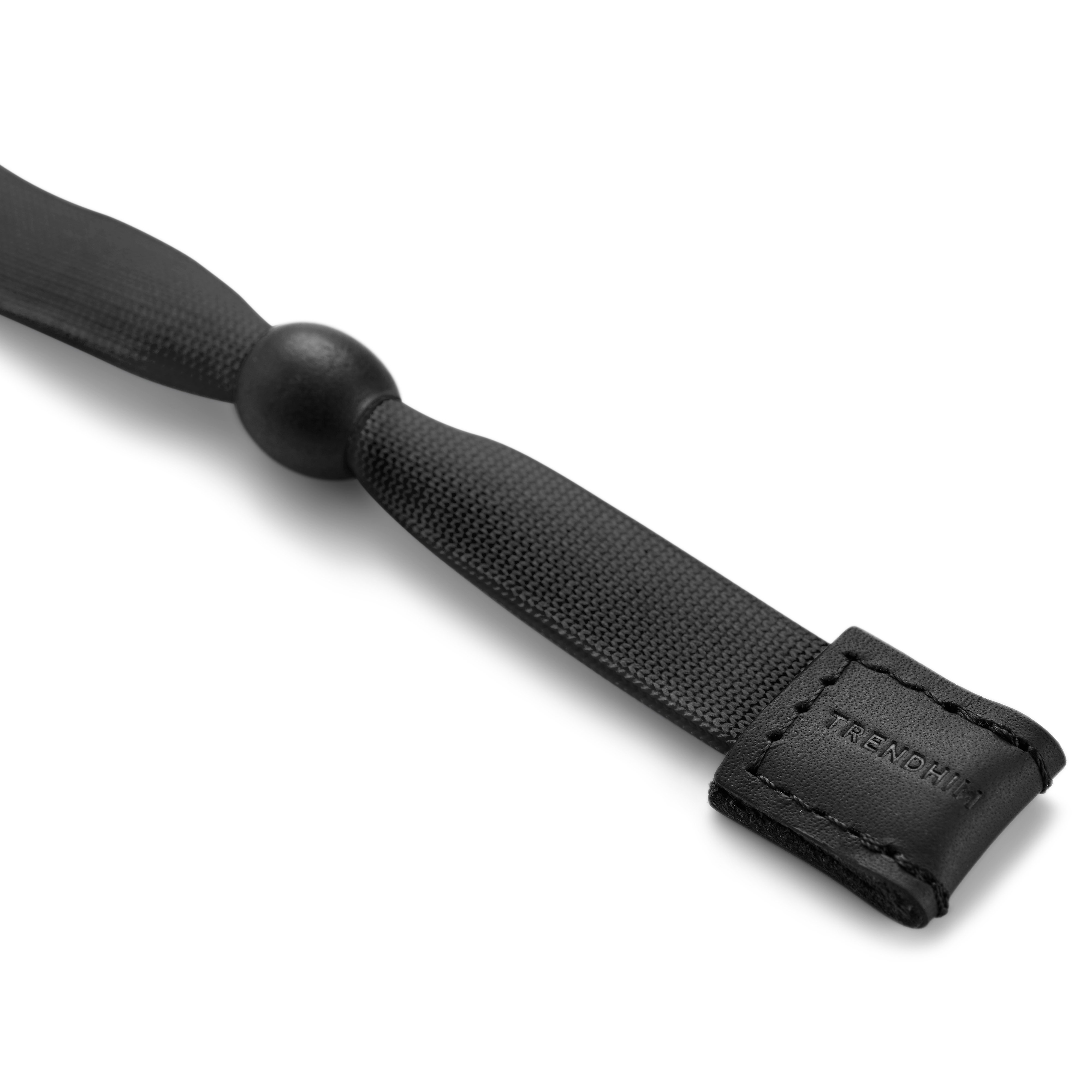 Cordon à lunettes large noir et cuir - 5